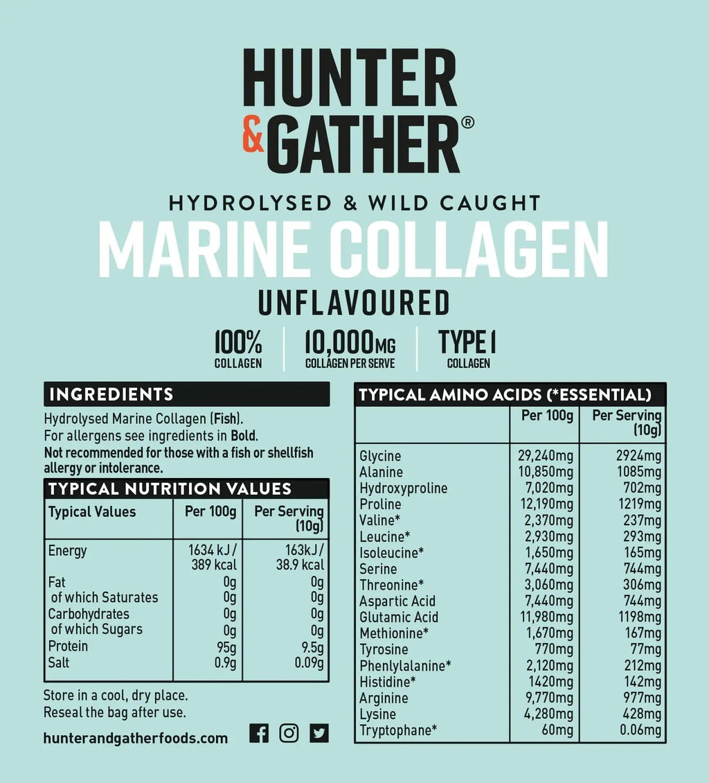 Hunter & Gather Marine Collagen Powder 300g | Pure Unflavoured Premium Hydrolysed Wild Caught Marine Collagen Hunter & Gather Au supplements