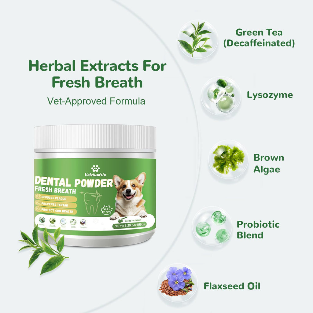 Vetriuntrix Dog Teeth Cleaning Powder, Dental Powder for Dogs Teeth Tartar Remove & Plaque Off, Fresh Breath for Dogs with Natural Plants Blend, Enzymes and Postbiotics, 300g Vetriuntrix Au supplements