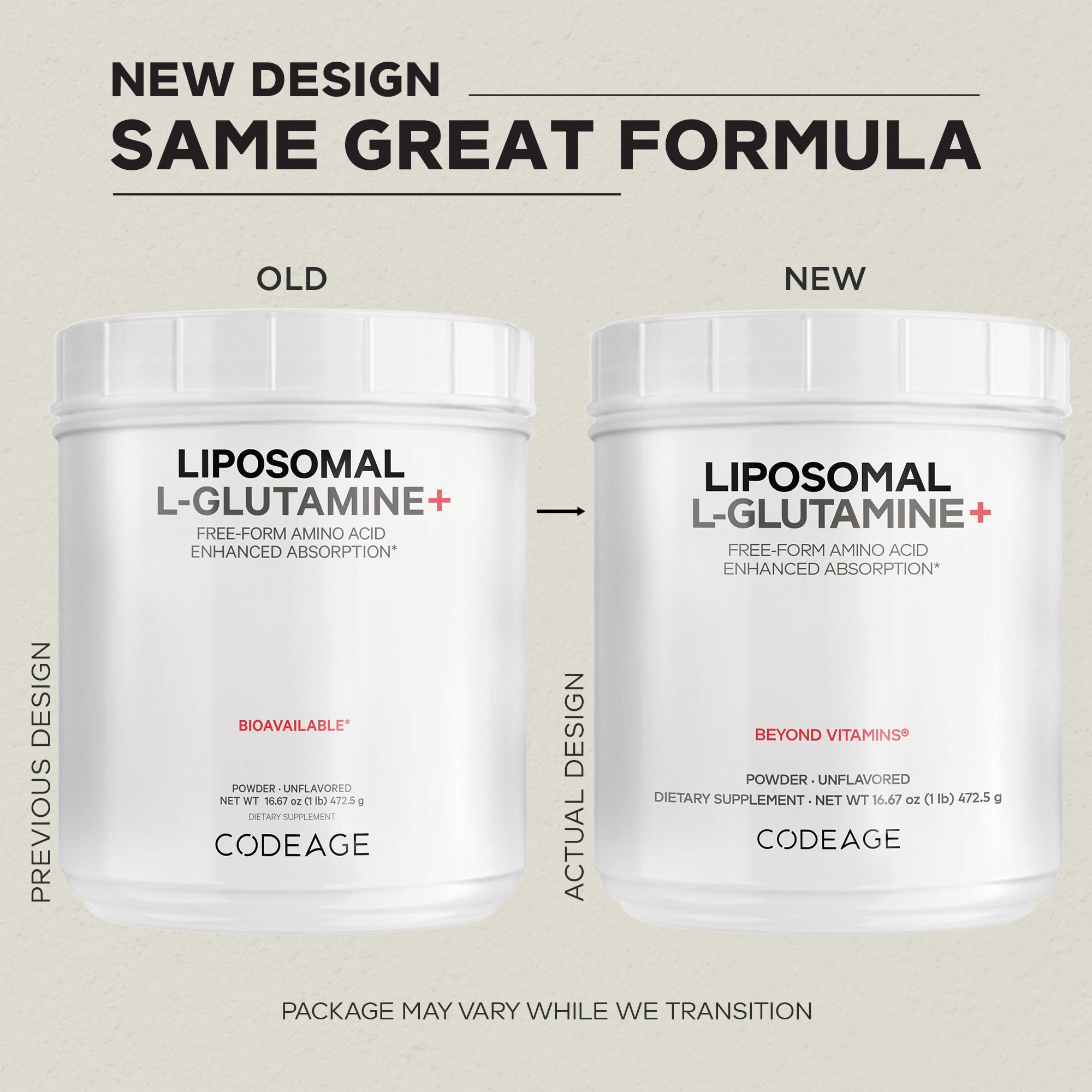 Codeage Liposomal L-Glutamine Powder - High-Potency L-Glutamine 5,000 mg per Serving - 3-Month Supply - Liposomal Delivery, Free-Form Amino Acid, Unflavored Glutamine - Non-GMO Gluten-Free - 16.67 oz Codeage Au supplements