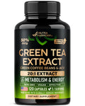 Green Tea Extract - 50% EGCG, Extra Strength 20:1 Extract - Natural Green Tea Supplement + Green Coffee Beans & Apple Cider Vinegar - Energy & Metabolism Support