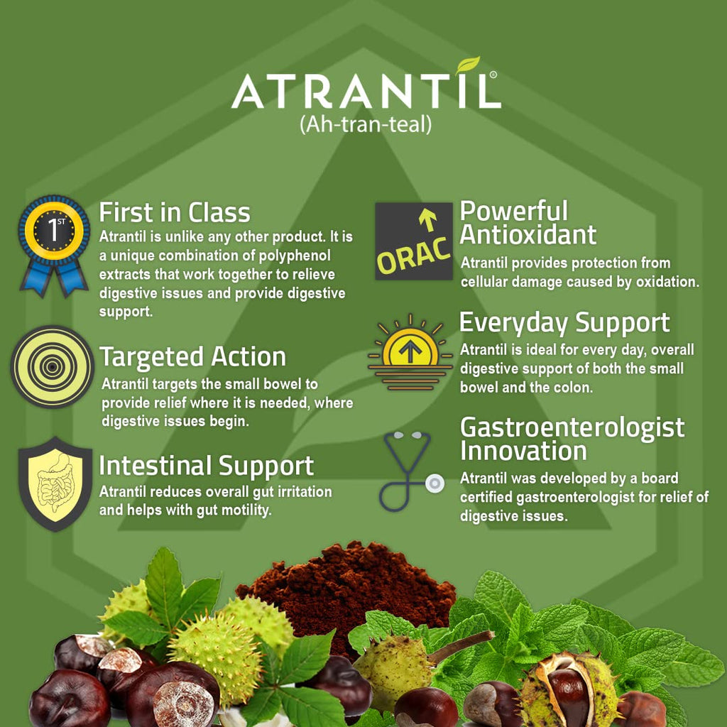 Atrantil 90 Capsules-Antioxidant Packed Polyphenol for Bloating and Gas Relief, Abdominal Discomfort, Constipation, Diarrhea, Postbiotic, Change in Bowel Habits and Everyday Digestive Health. Atrantil Au supplements