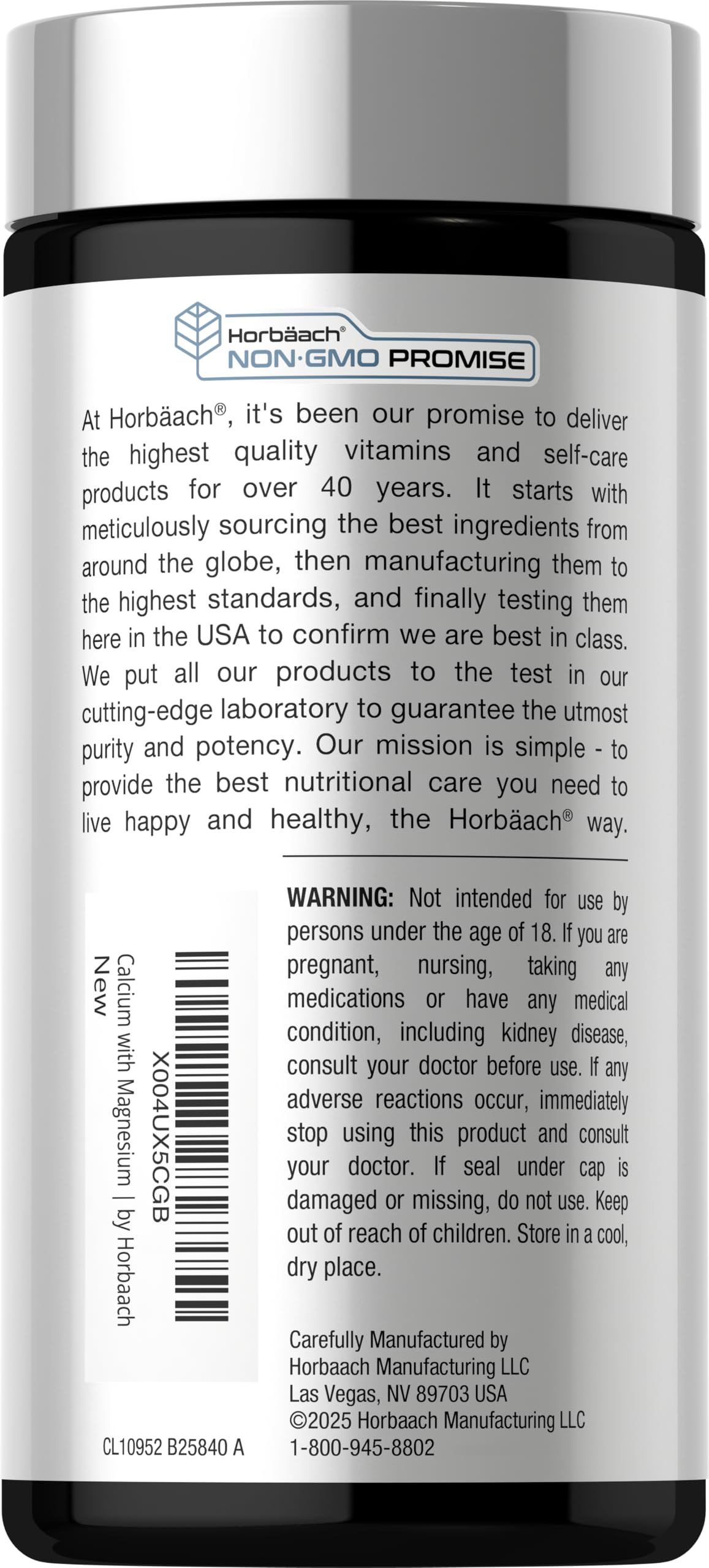 Horbäach Calcium Magnesium D3 | 180 Coated Caplets | Supports Bone Density | Supplement for Men and Women