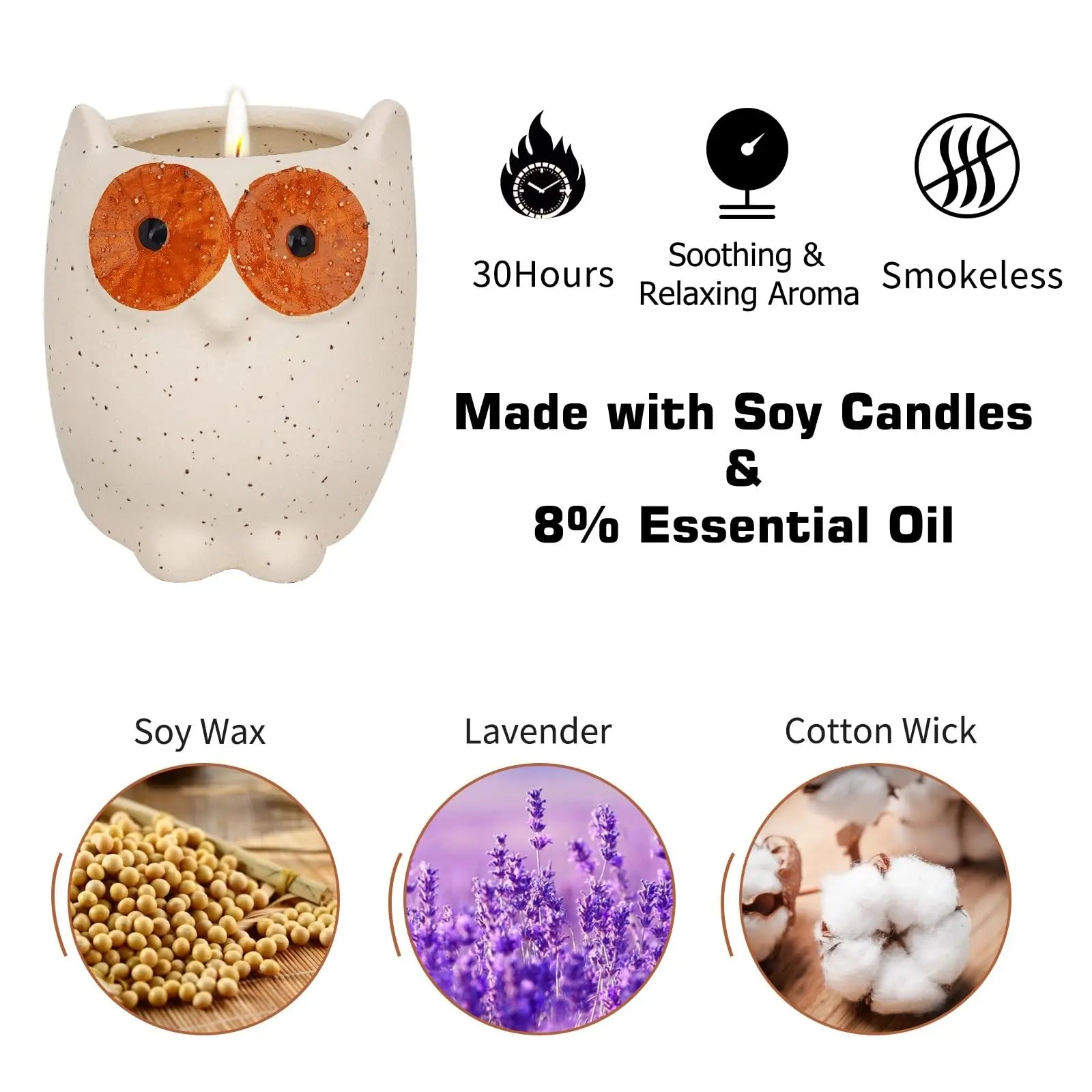 ETAKISH Lavender Scented Candle Gifts for Women, Cute Owl Highly Scented Aromatherapy Candle ETAKISH Au supplements