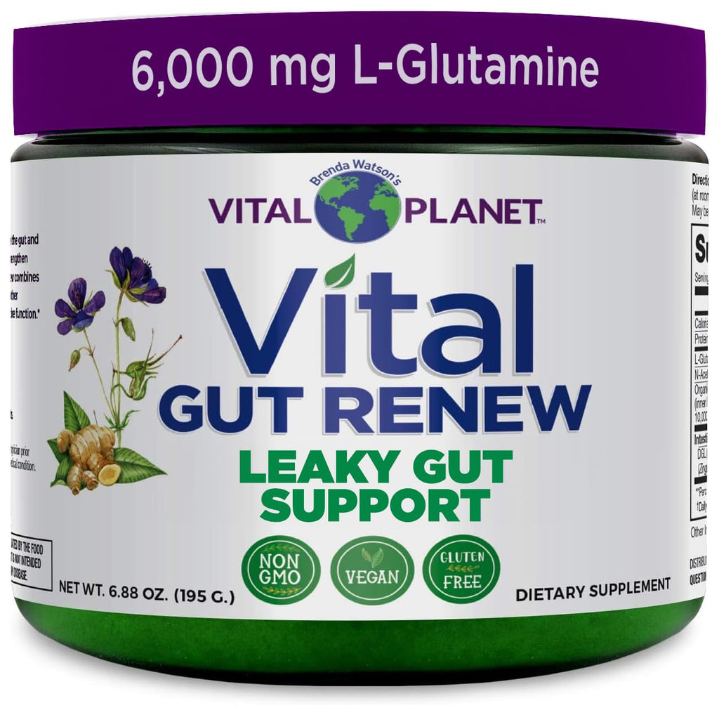 Vital Planet - Vital Gut Renew Powder Supplement for Leaky Gut Repair with L-Glutamine, Marshmallow and Ginger Root, DGL Licorice Root and Organic