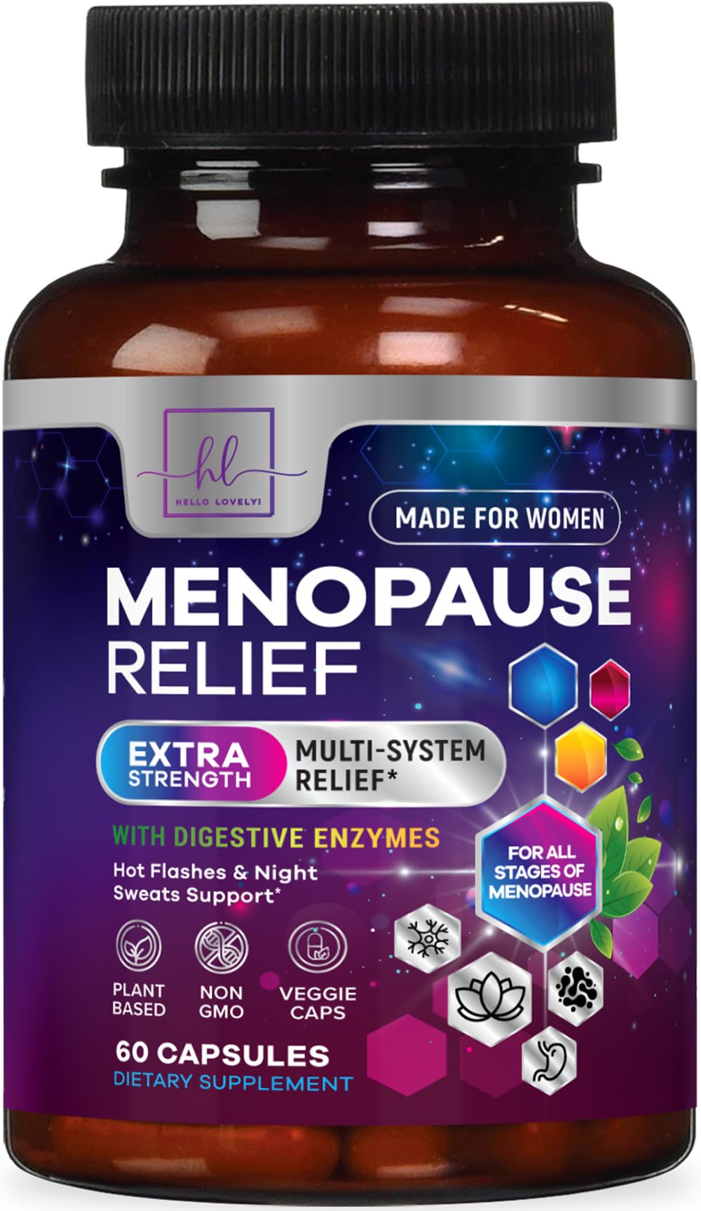 Menopause Supplements for Women - Complete Hot Flash Night Sweats & Menopause Relief Pills, 8 Billion CFU Probiotics with Dong Quai & Black Cohosh for Vaginal, Digestive Support - 60 Capsules Hello Lovely! Au supplements