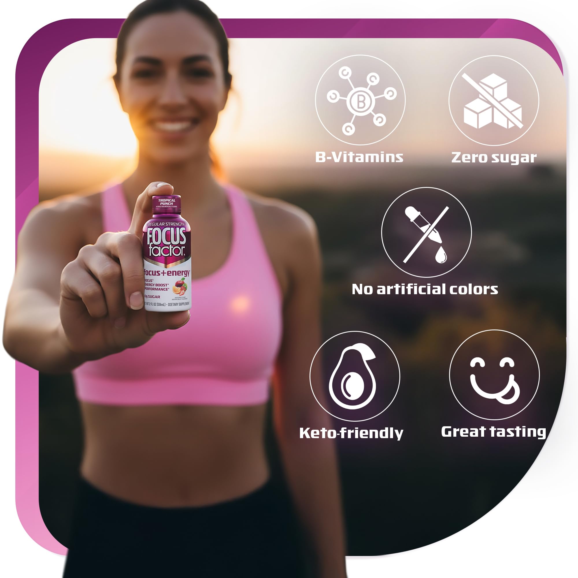Focus Factor Focus + Energy Shots - 12 x 2oz Bottles (Tropical Punch Flavor) - Powered by Nootropics with Caffeine, L-Theanine, Ginkgo, Bacopa, L-Tyrosine, Alpha GPC Focus Factor Au supplements