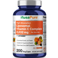 NusaPure Liposomal Vitamin C 2032mg - 200 Veggie Vegan Capsules, BioPerine - High Absorption Ascorbic Acid NusaPure Au supplements