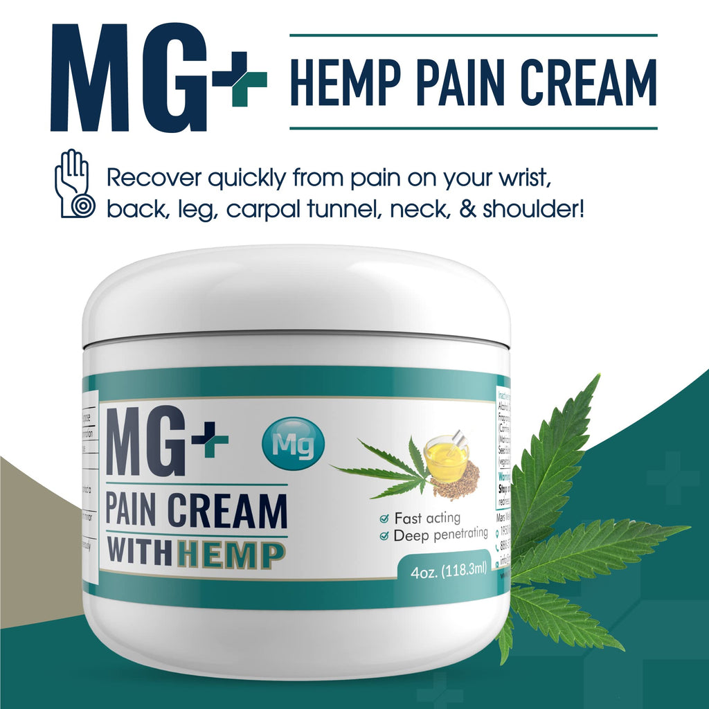 MARS WELLNESS MG+ Hemp Pain Cream (4 oz) - Maximum Strength Arnica & Magnesium Cream for Sore Legs, Joints & Muscle Cramps - Unisex Adults MARS WELLNESS Au supplements