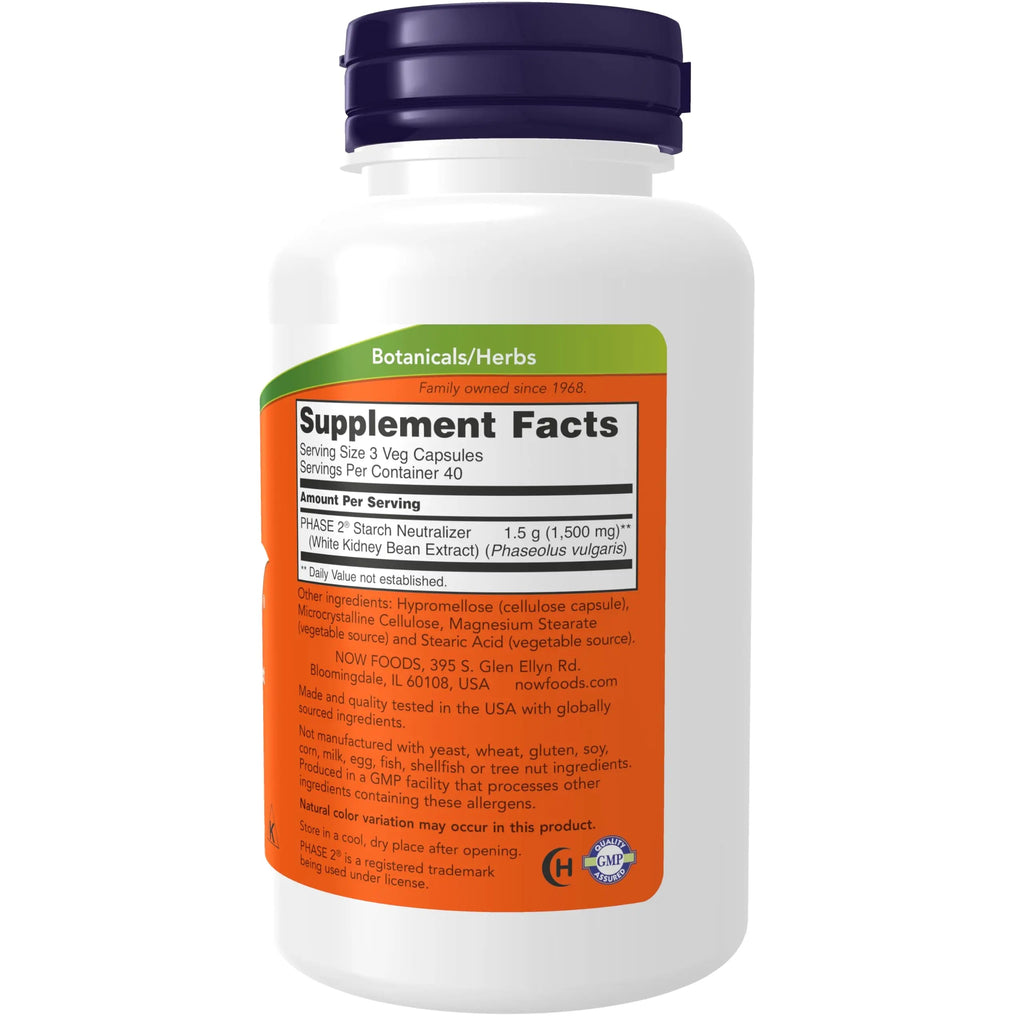 NOW Supplements, Phase 2® (White Kidney Bean Extract) 500 mg, Weight Management NOW Au supplements