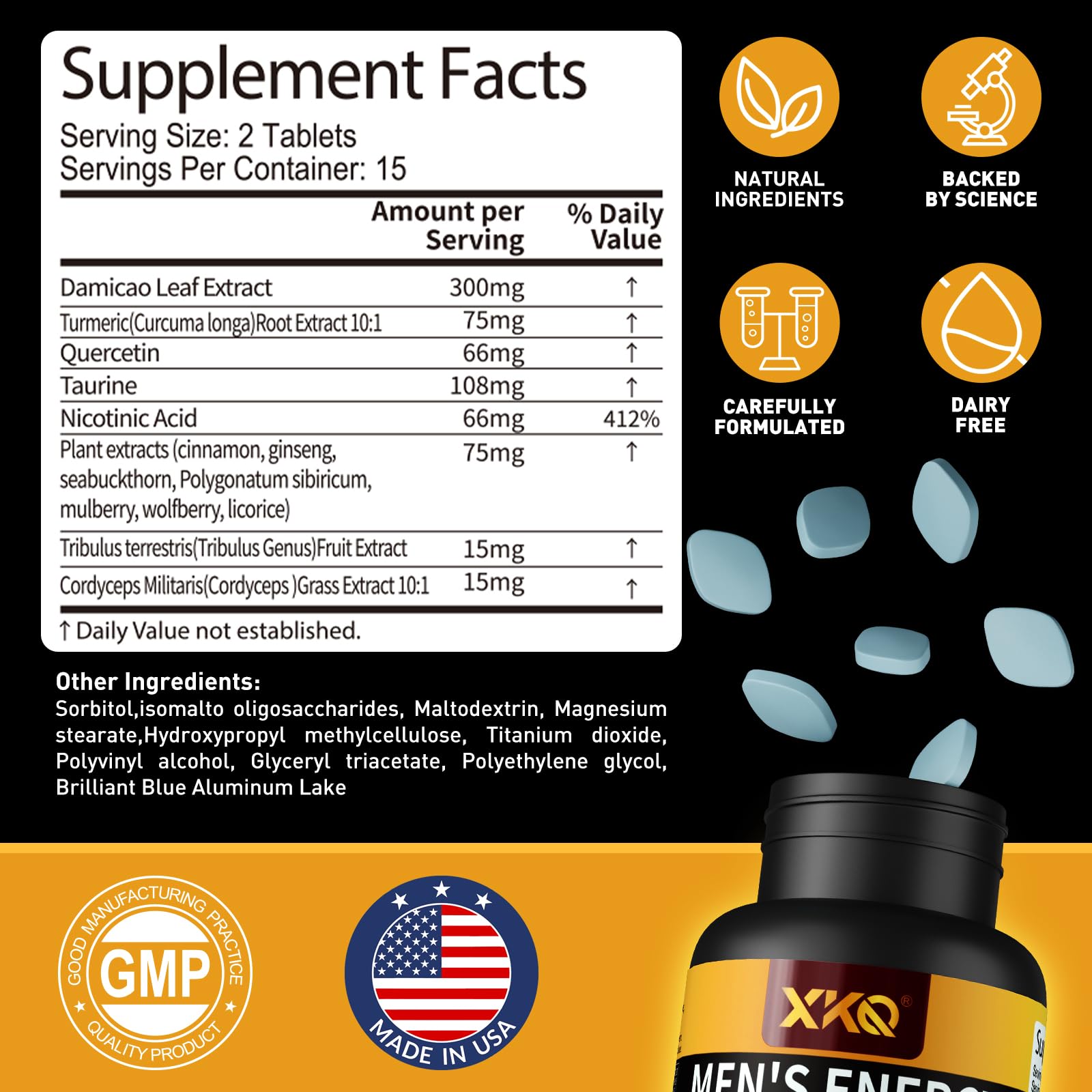XKQ Men’s Vitality Support Supplement – Daily Energy & Performance Formula for Adult Men | Supports Circulation, Stamina & Confidence | Herbal & Amino Blend | 30 Tablets | 3rd Party Tested XKQ Au supplements