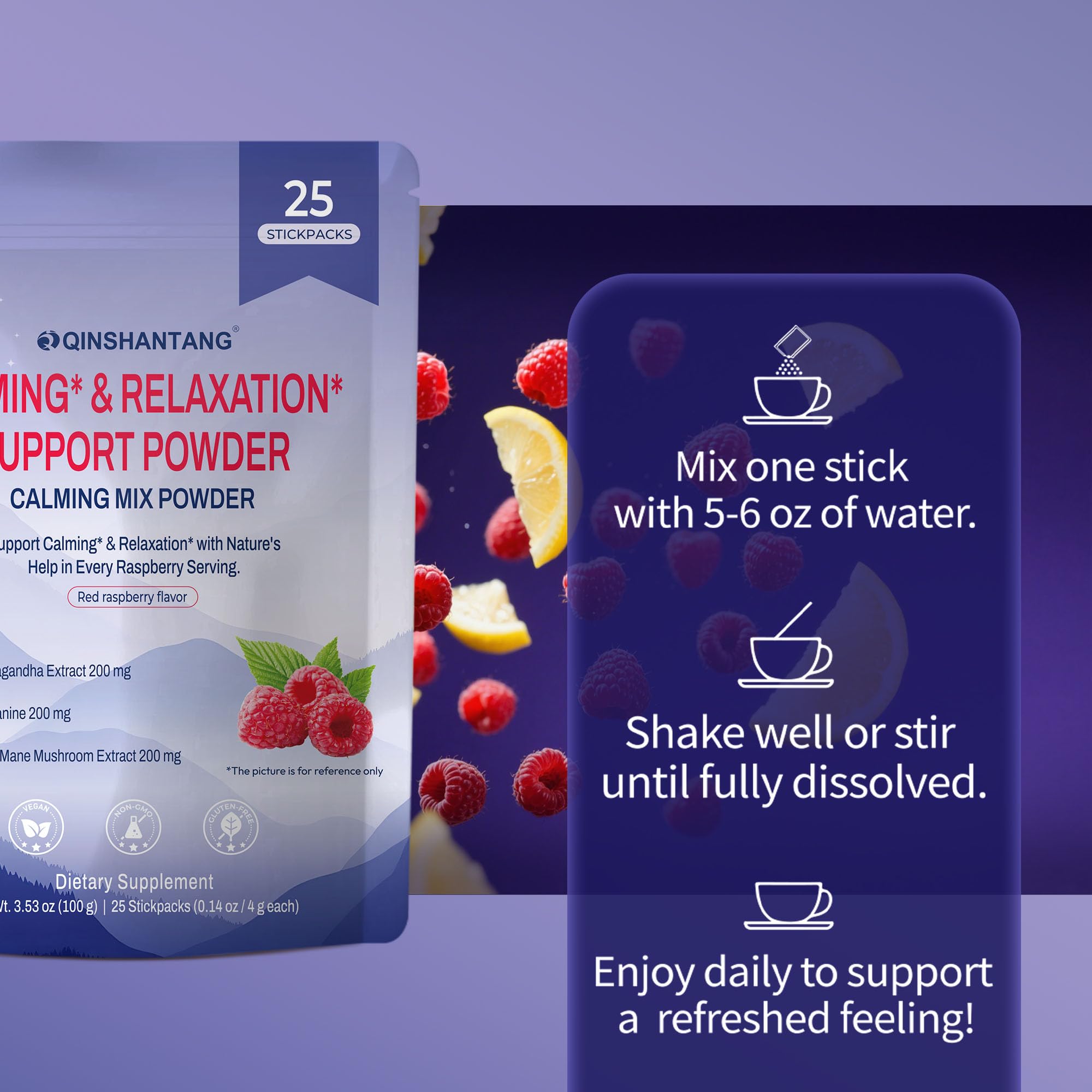 Super Cortisol Drink – Calm Magnesium Powder, L-Theanine, Lion’s Mane & Ashwagandha | Relaxation, Focus & Stress Balance for Women | Sugar-Free, On-The-Go | Red Raspberry Flavor, 25 Servings QIN SHAN TANG Au supplements