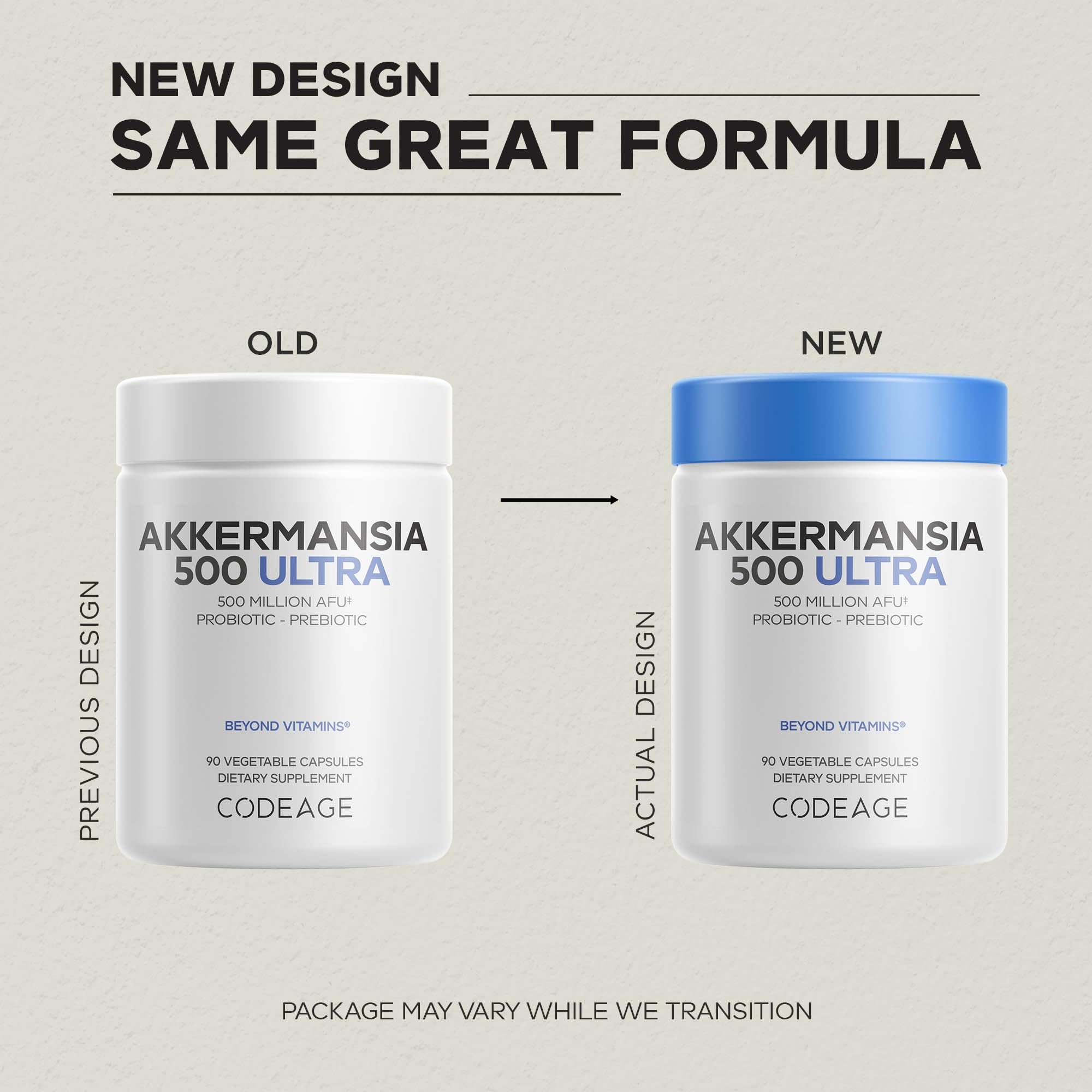 Codeage Akkermansia Muciniphila Probiotic Ultra - High-Potency 500M AFUs Akkermansia Probiotic Supplement - Enhanced Daily Probiotic & Prebiotic, Chicory Inulin - 3-Month Supply - 90 Capsules Codeage Au supplements