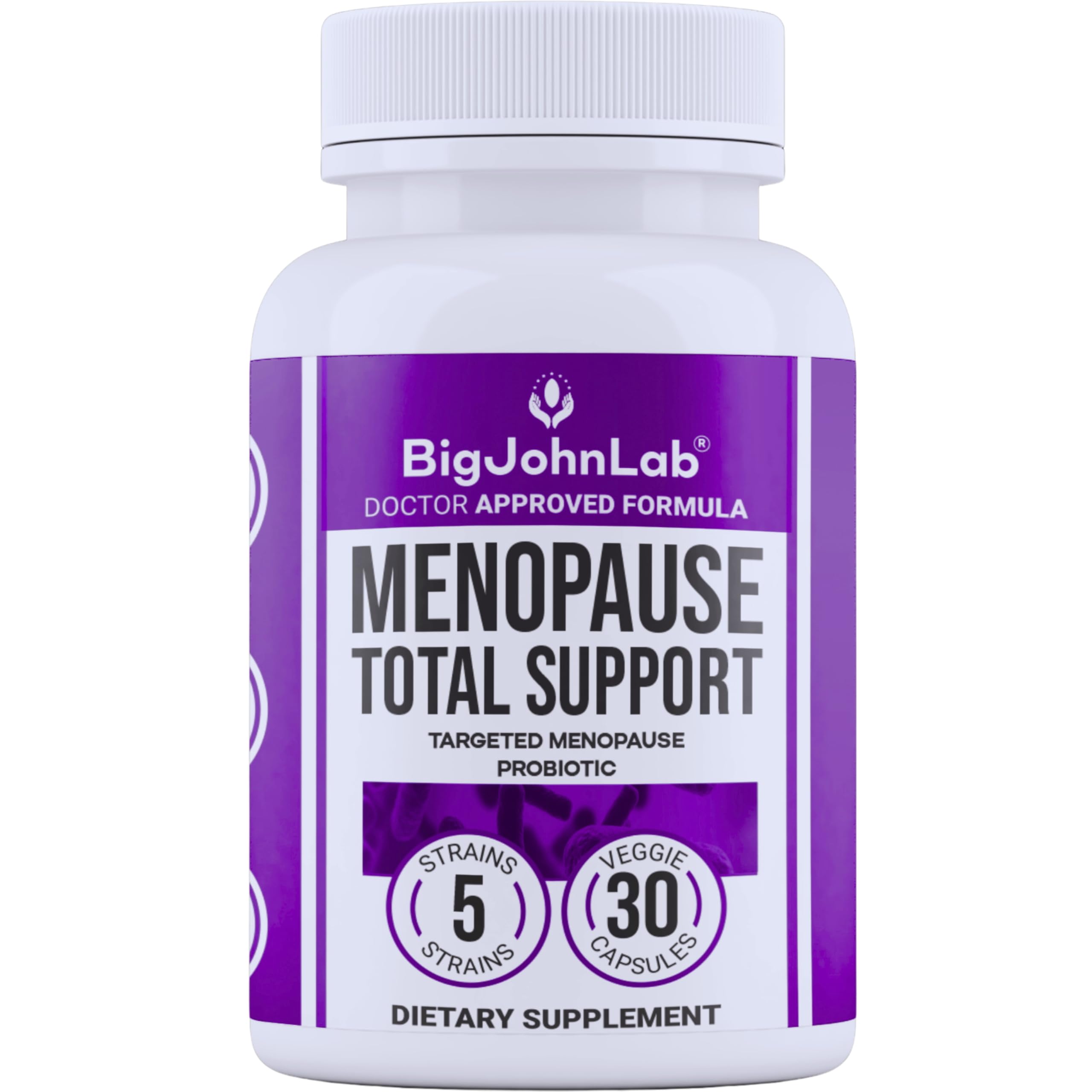 BIGJOHNLAB® - Menopause Total Support – Advanced Probiotic Formula with 5 Strains & 15 Billion CFU, Resveratrol, Black Cohosh, Acacia Fiber, Non-GMO & 100% Vegetarian BIGJOHNLAB Au supplements