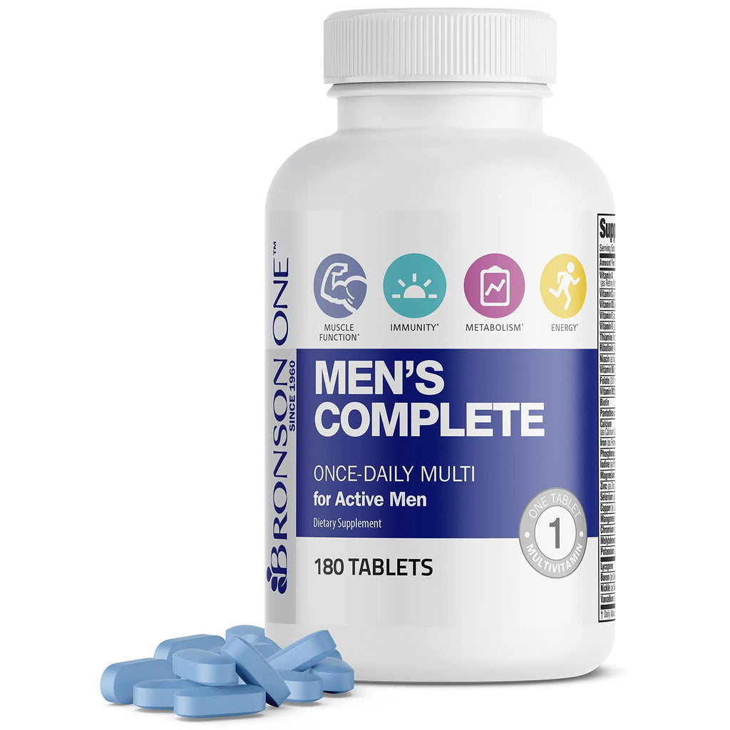 Bronson ONE Daily Men’s Complete Multivitamin Multimineral Once-Daily Multi for Active Men, 180 Tablets Bronson Au supplements