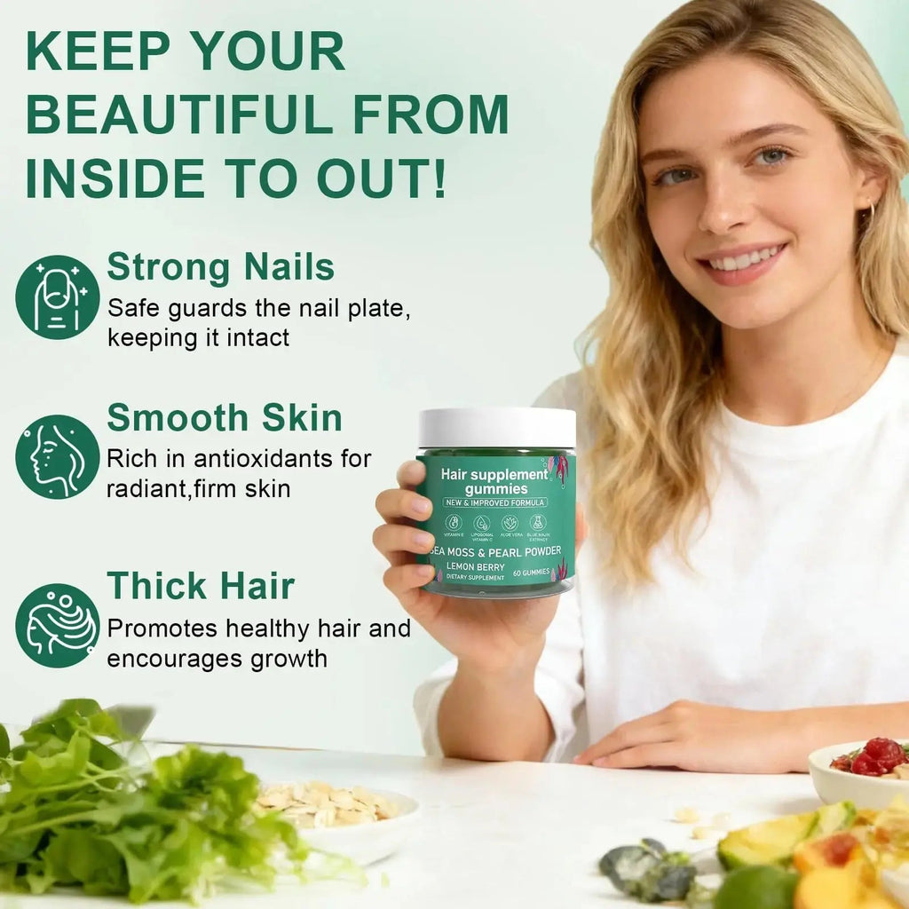 YATIME Hair Loss Gummies,Sea Moss Gummies with Vitamin C, Vitamin E, Aloe Vera, Pearl Powder Support Faster Hair Growth YATIME Au supplements