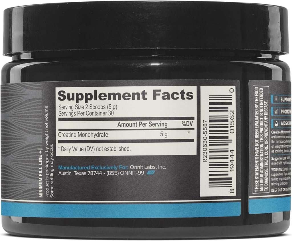 ONNIT Creatine Monohydrate Powder – IGEN™ Non-GMO Tested, 5g Premium Creatine for Muscle Strength, Power & Lean Mass, Supports Brain Health & Cellular Energy, Unflavored, 30 Servings, 5.29 oz 3-Pack ONNIT Au supplements