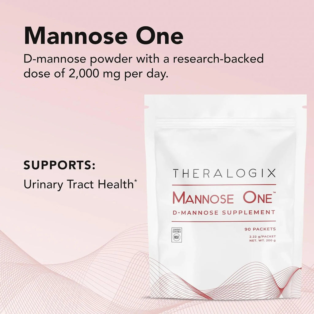 Theralogix Mannose One D-Mannose Powder - 90-Day Supply - Supports Urinary Tract Health with 2,000 mg D-Mannose* - NSF Certified - 90 Packets Theralogix Au supplements