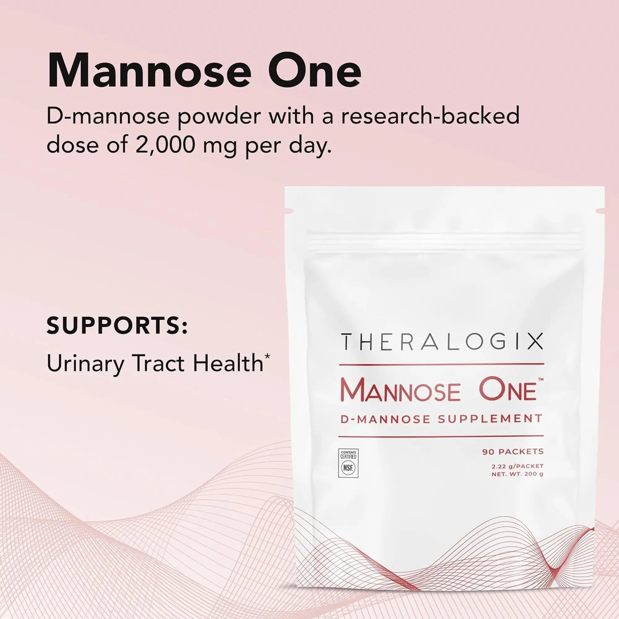 Theralogix Mannose One D-Mannose Powder - 90-Day Supply - Supports Urinary Tract Health with 2,000 mg D-Mannose* - NSF Certified - 90 Packets Theralogix Au supplements