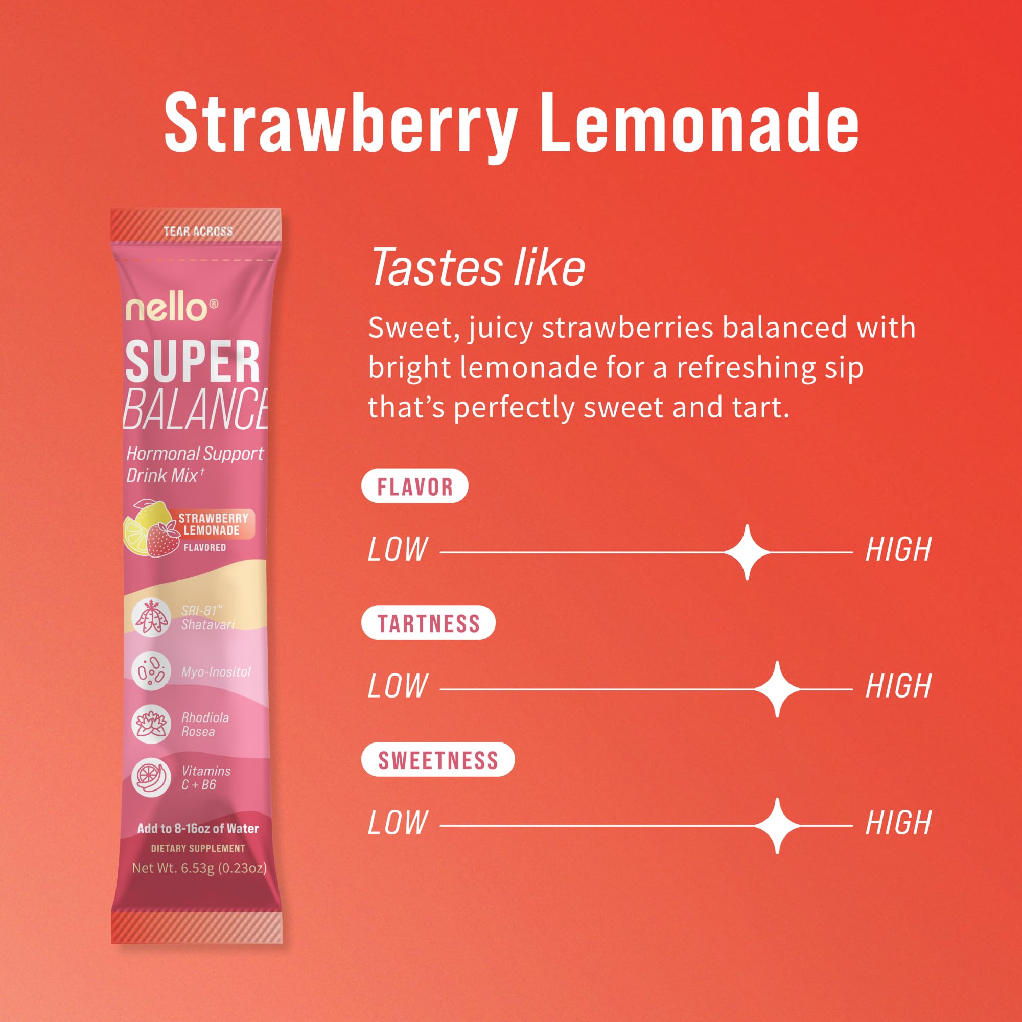 Nello Superbalance Hormonal Support Drink Mix, SRI-81 Shatavari, Myo-Inositol, Rhodiola Rosea, Vitamin C, Magnesium, Theobromine