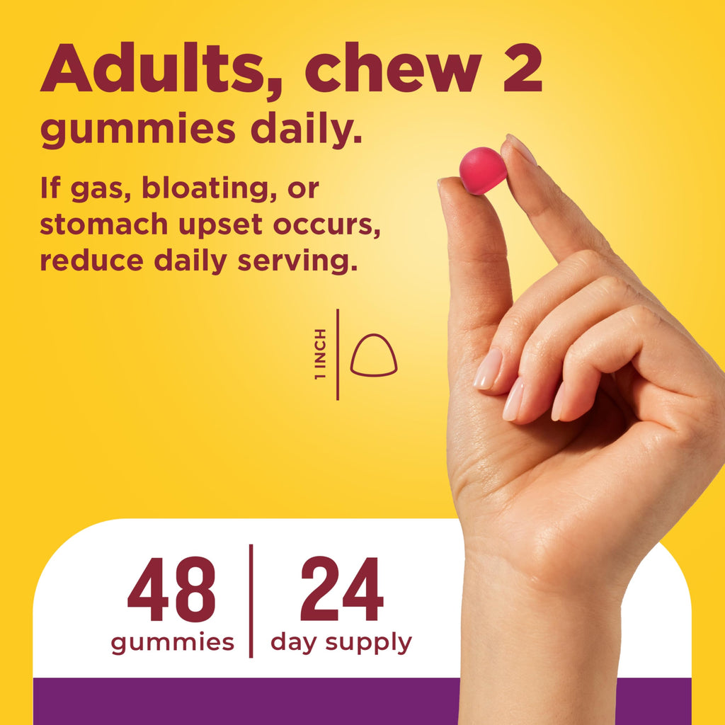 Nature Made Triple-Action Biotics, Gut and Immune Health Support, Digestive Probiotics for Women and Men, Prebiotic Fiber Gummies, 48 Gummies, 24 Day Supply