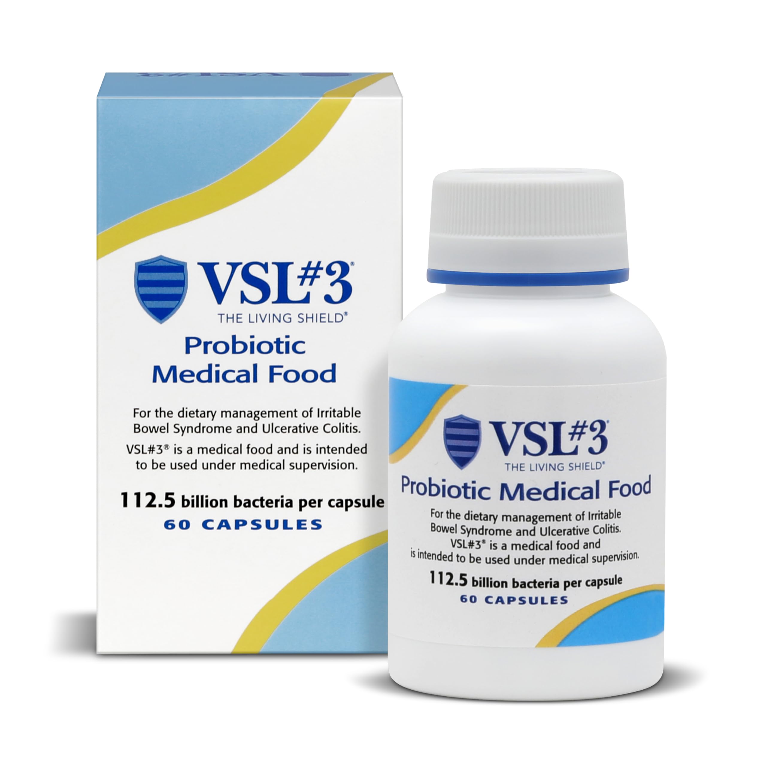 VSL#3® Probiotics for Digestive Health, IBS & UC Symptoms - 112.5B CFUs, High-Potency, Multi-Strain, Live, Refrigerated Probiotic, Medical Food for Gut Health Support in Men & Women, 60 Capsules VSL #3 Au supplements