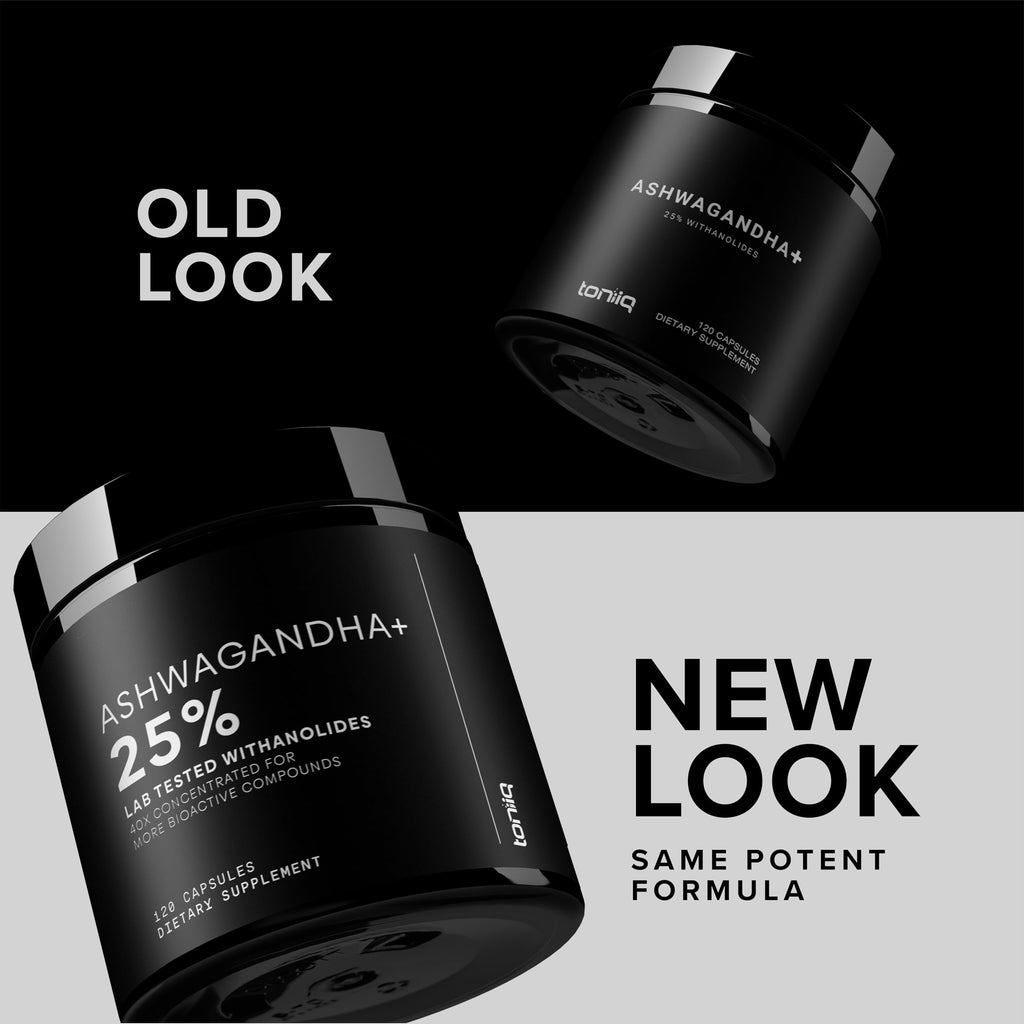 Toniiq Ashwagandha – 40:1 Concentrated Extract – 25% Withanolides – Wild Harvested in India – Highly Bioavailable with Black Pepper – Third-Party Tested – 120 Capsules - 1,300mg per Serving Toniiq Au supplements