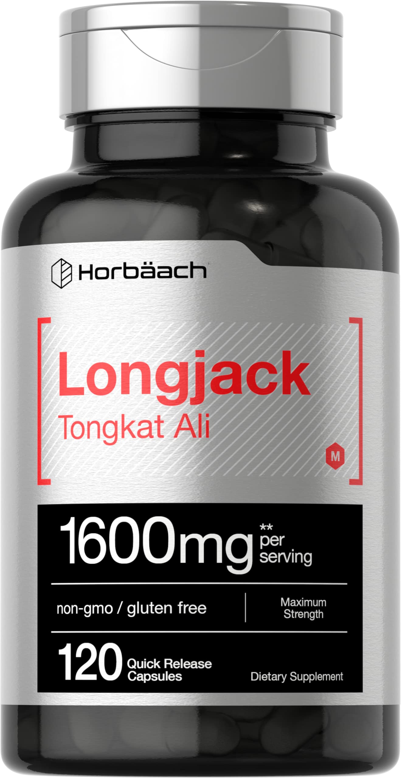 Longjack Tongkat Ali 1600 mg | 120 Capsules | Longifolia Root Extract Powder | Maximum Horbäach Au supplements