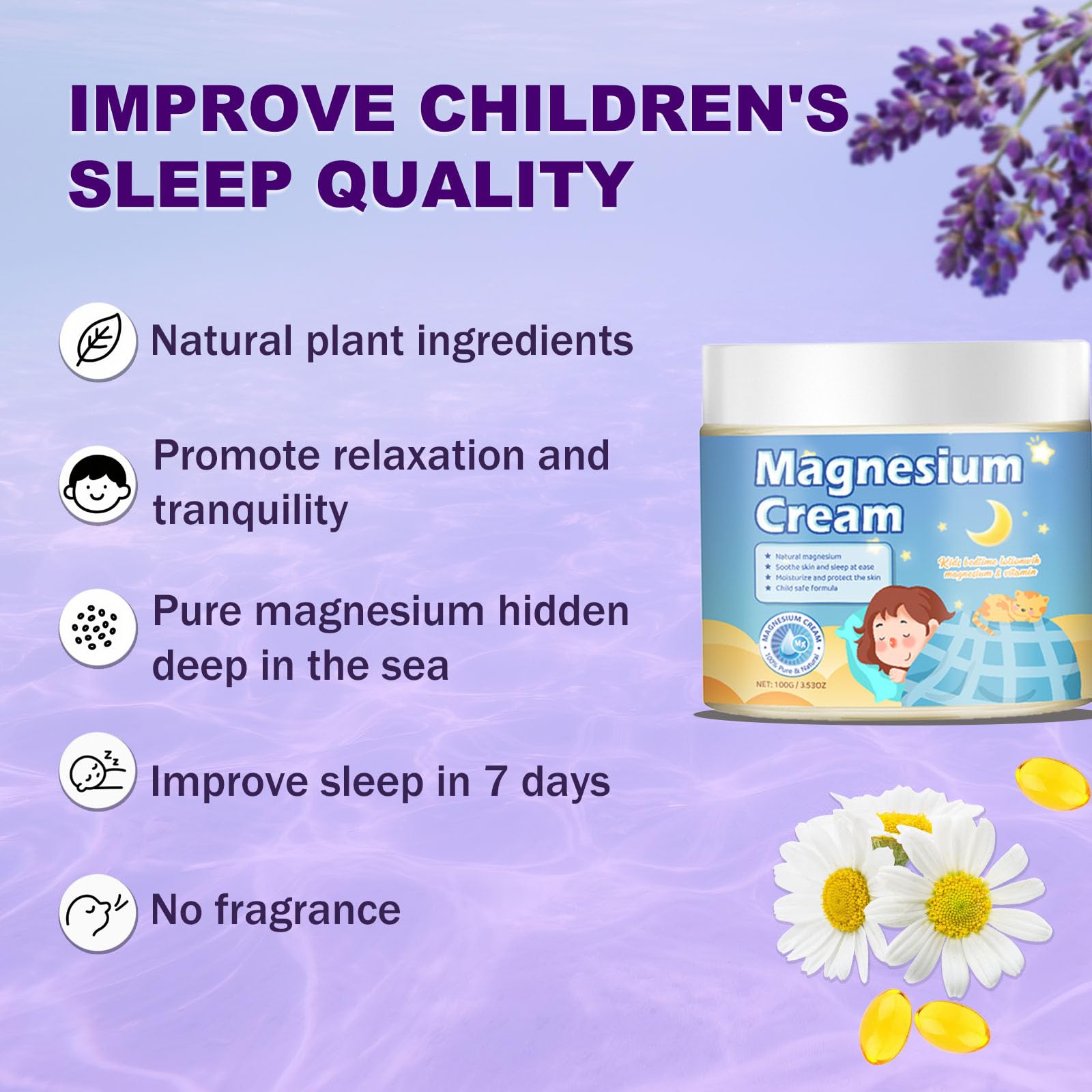 100g Magnesium Lotion for Kids Sleep,Nighttime Magnesium Cream,Soothe and Relax Your Body Before Bed,Safe for Both Adults and Children,Natural Calming Cream Support for Sleep Kzaio Au supplements