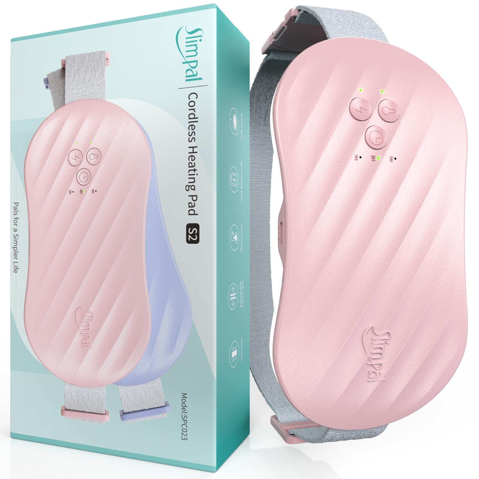 Slimpal AI Portable Heating Pad for Period Cramps, Smart AI Heat Chip, Electric Cordless Heating Belt for Back, Belly, Waist, Stomach, Menstrual Wearable Heating Pad Gifts for Girl Women Her Pink S2 Slimpal Au supplements