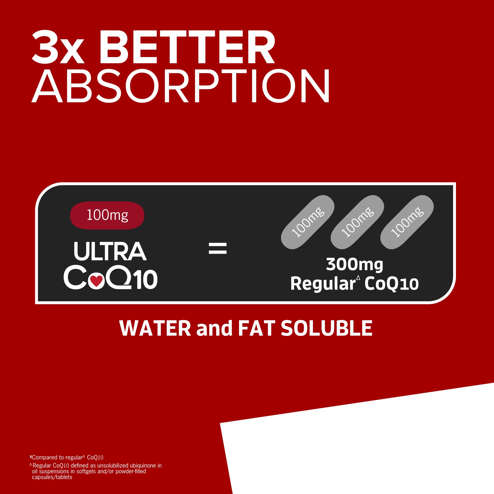 Qunol Ultra CoQ10 100mg, 3x Better Absorption, Patented Water and Fat Soluble Natural Supplement Form of Coenzyme Q10