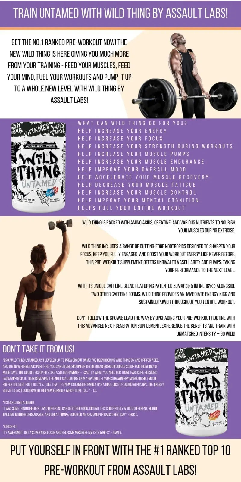 Assault Labs Wild Thing Pre Workout Powder Blend of Di-Citrulline Malate,Beta Alanine Assault Labs Au supplements