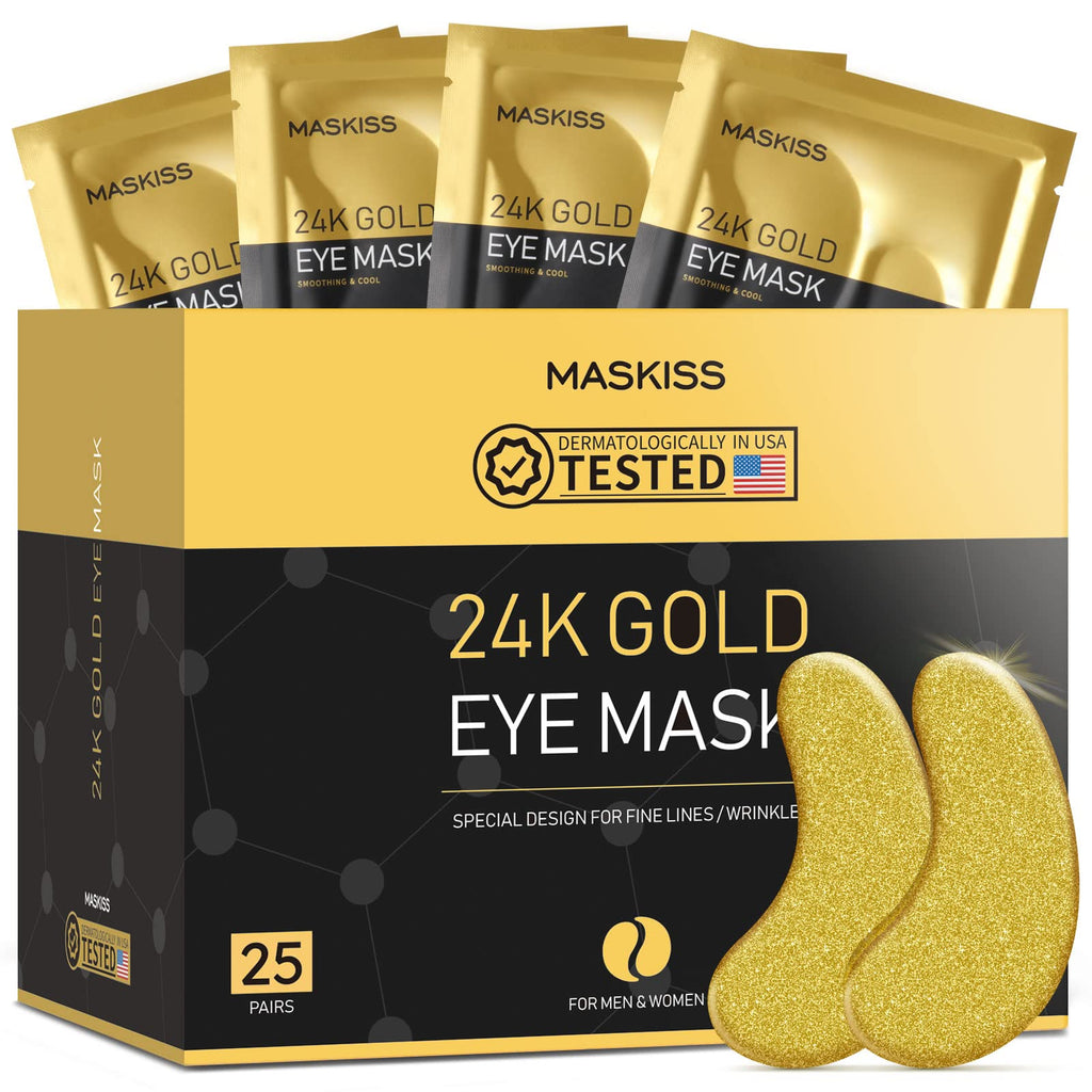 Maskiss 24k Gold Under Eye Patches (25 Pairs), eye mask, Collagen Skin Care Products