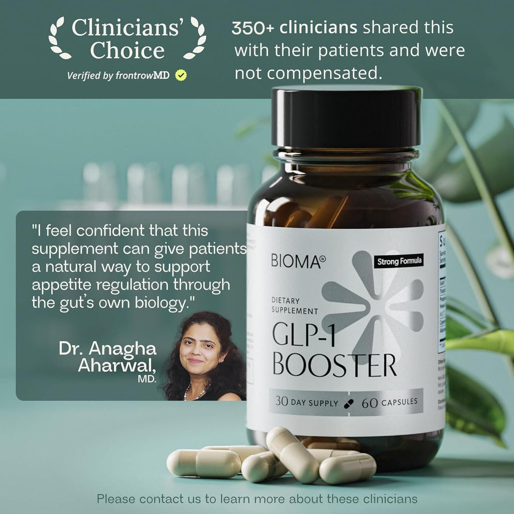 BIOMA GLP-1 Booster - Natural Appetite Control Supplement with Clinically Proven Probiotics, Prebiotics & Postbiotics - Support Weight Management & Satiety, (60 Capsules - 30 Day Supply) BIOMA Au supplements