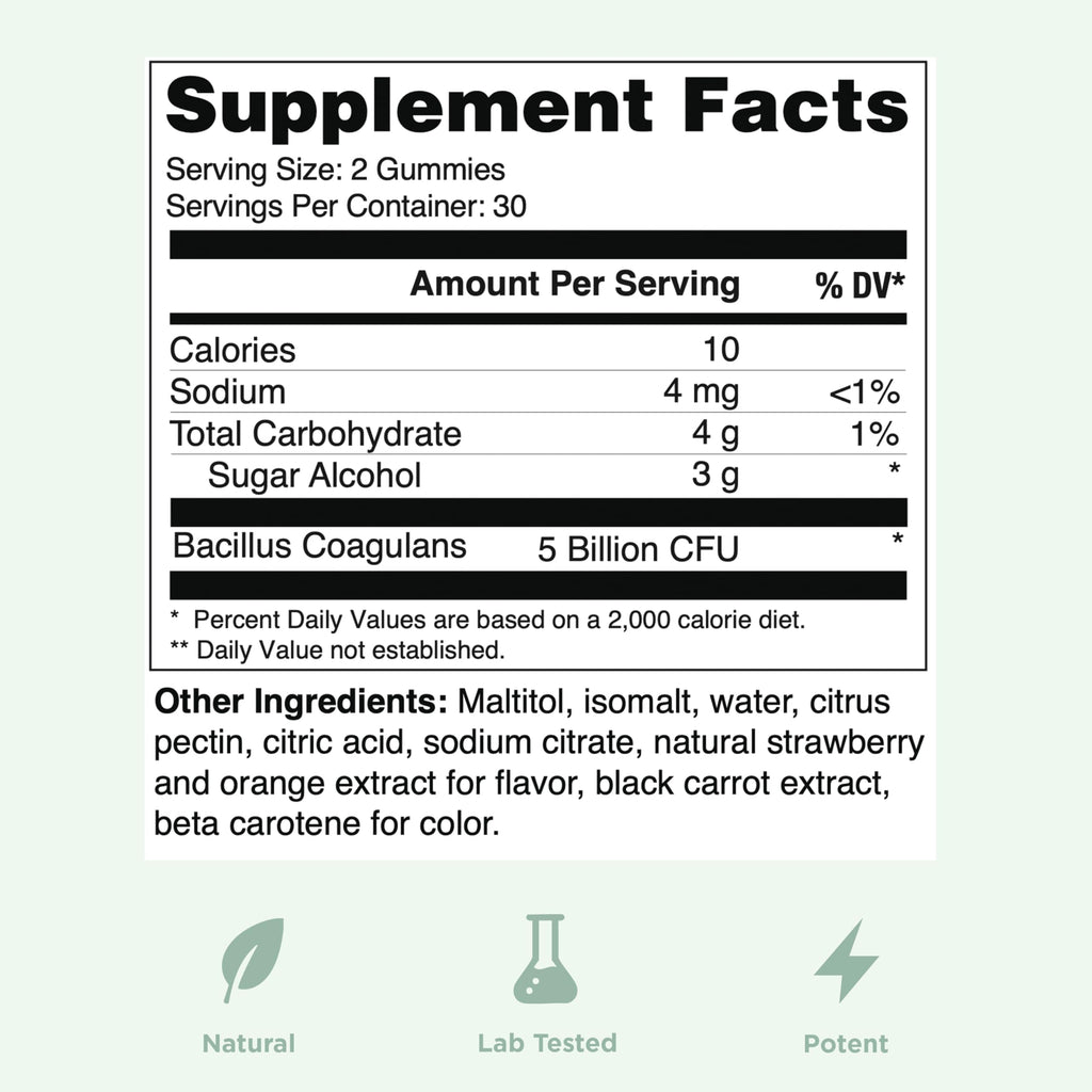 Yuve Natural Sugar Free Probiotic Gummies 5 Billion CFU, Helps with Constipation, Bloating & Leaky Gut - Vegan, Gluten-Free & Non-GMO - 60ct