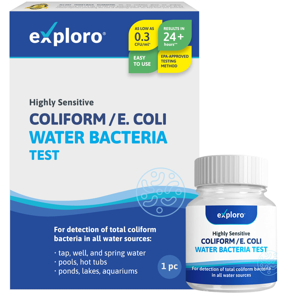 Exploro® Bacteria Water Test Kit, Pond Water Test Kit, Pool Water Testing Kit, Water Testing Kits for Drinking Water for Coliform (E. coli), EPA Approved Pool Test Kit (1 Pack) Exploro Au supplements
