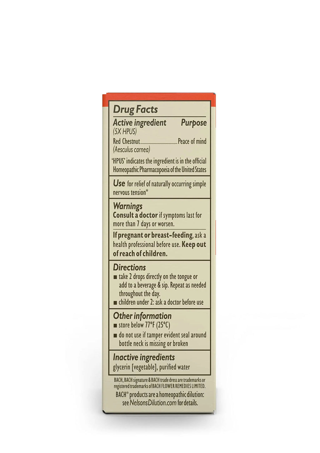 Bach Original Flower Remedies, Red Chestnut for Peace of Mind (Non-Alcohol Formula) Bach Au supplements