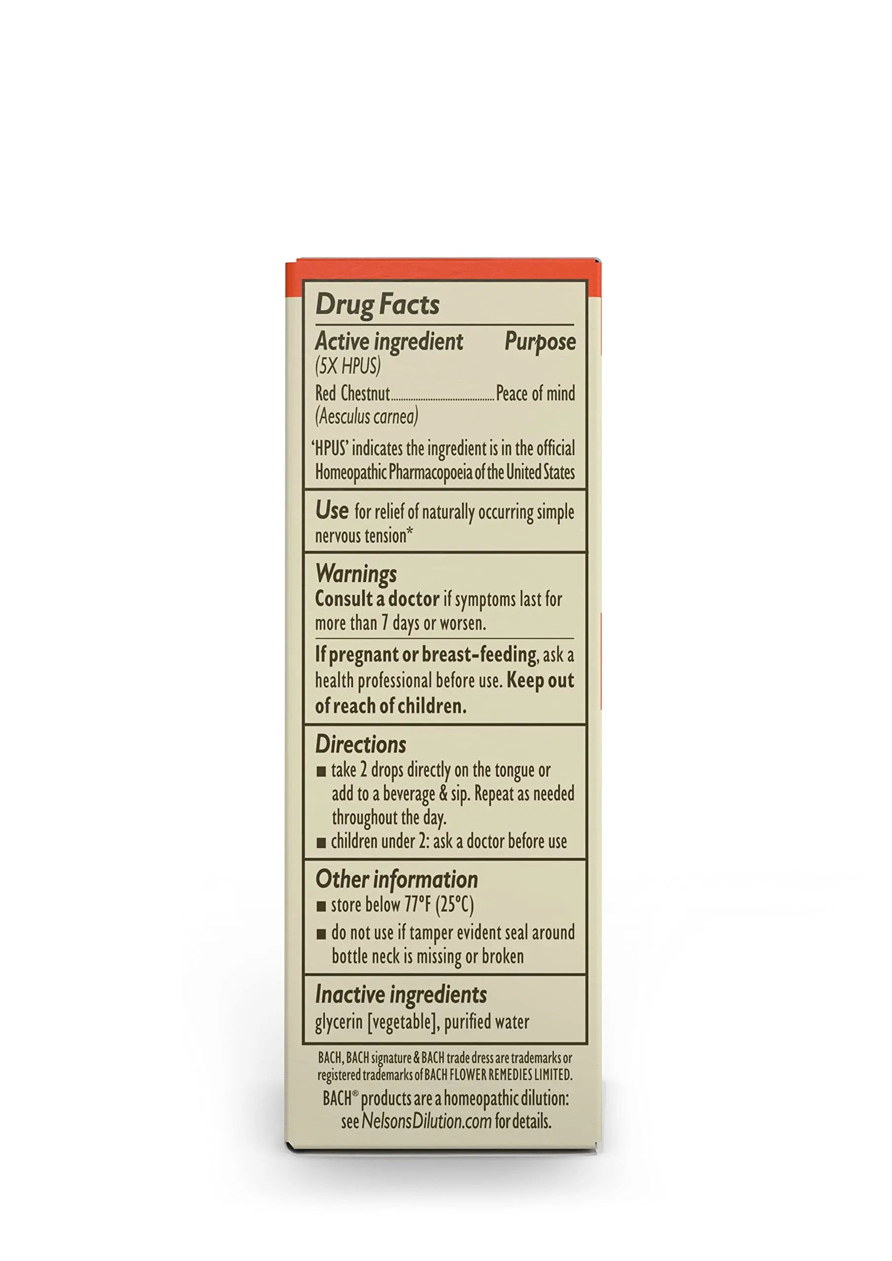 Bach Original Flower Remedies, Red Chestnut for Peace of Mind (Non-Alcohol Formula) Bach Au supplements
