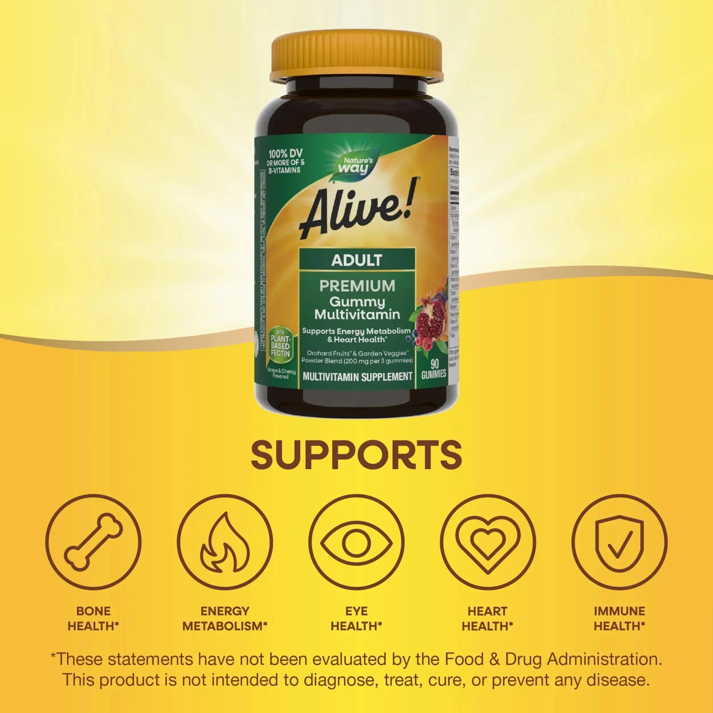 Nature's Way Alive! Adult Premium Multivitamin Gummy, Full B-Vitamin Complex, Supports Energy Metabolism & Heart Health*, 90 Gummies Nature's Way Au supplements