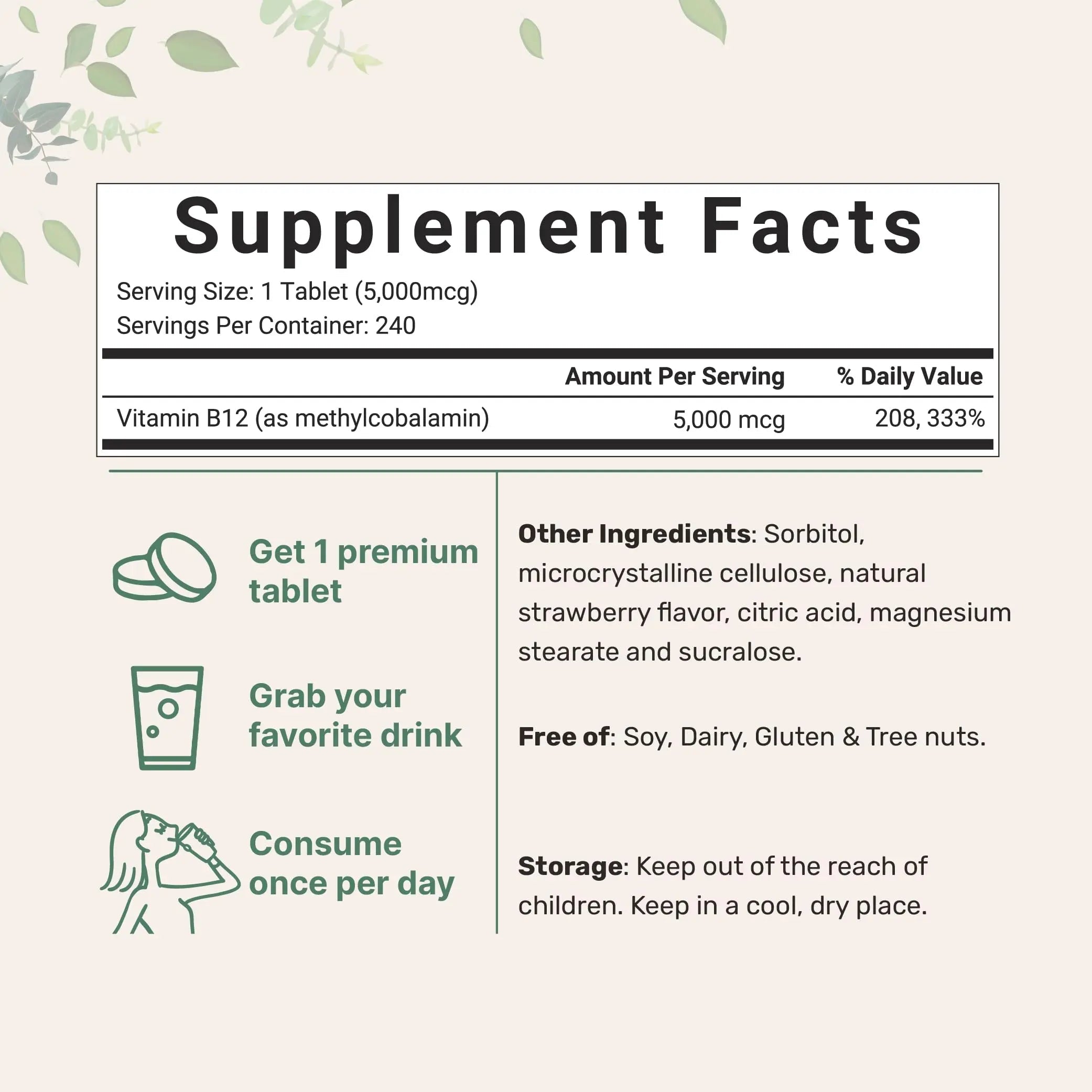 Micro Ingredients Vitamin B12 5000mcg | Methyl B12 Active Form – 240 Chewable Micro Ingredients Au supplements