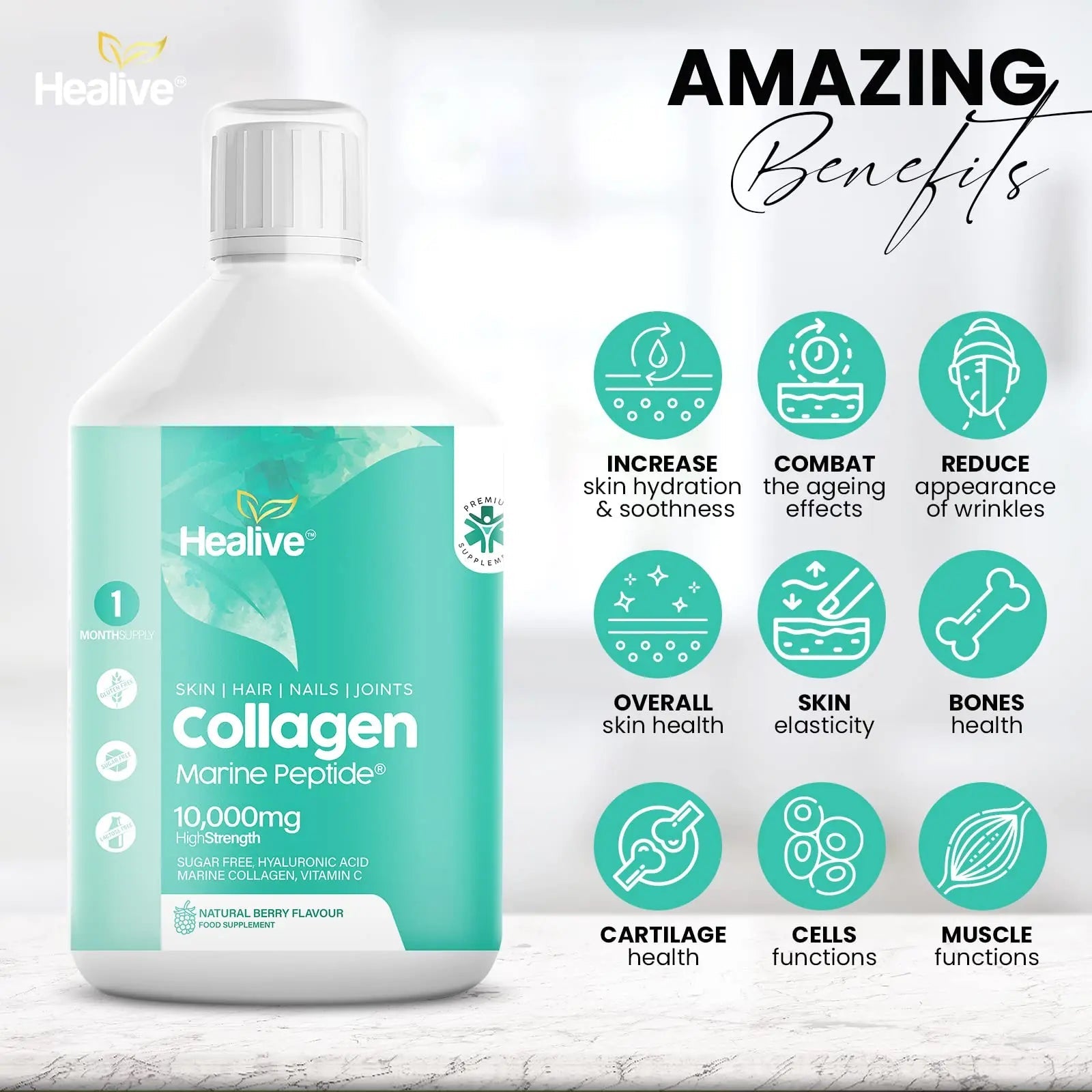 HEALIVE Marine Collagen Peptides - Skin, Hair, Nail & Joint, Support Against Premature Ageing HEALIVE Au supplements