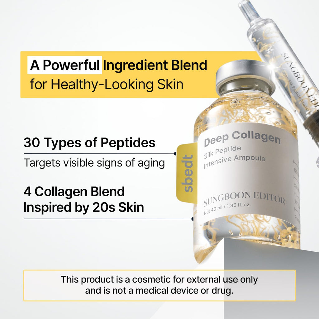 SUNGBOON EDITOR Glow Intensive Silk Peptide Ampoule, Copper Peptides Serum for Face with Collagen & Multi Peptides