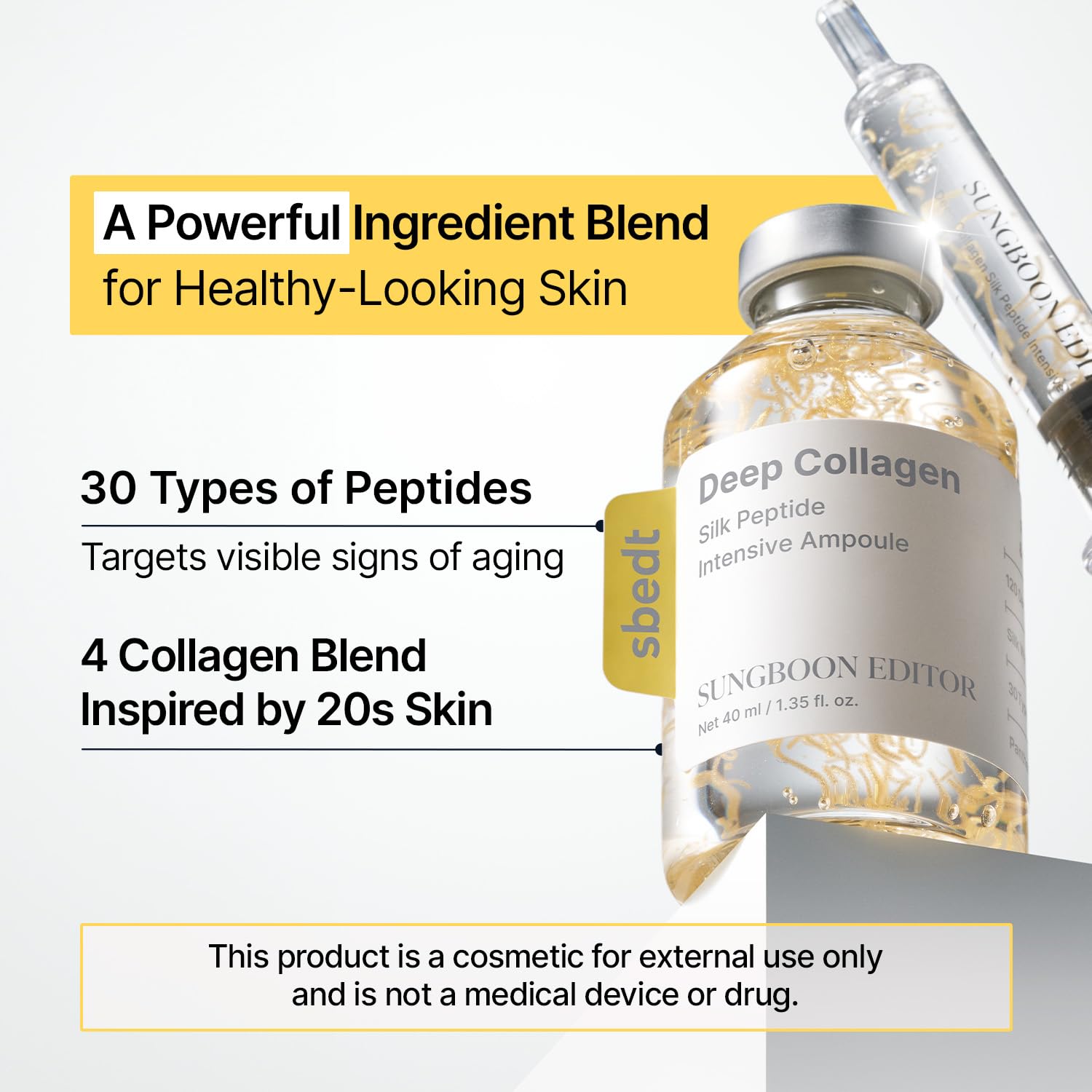 SUNGBOON EDITOR Glow Intensive Silk Peptide Ampoule, Copper Peptides Serum for Face with Collagen & Multi Peptides