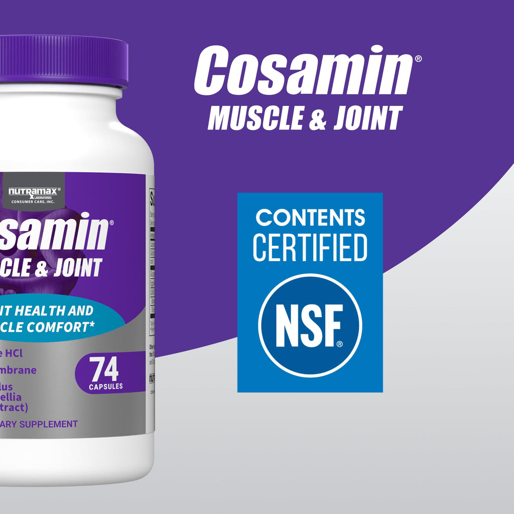 Cosamin Nutramax Muscle & Joint, Works to Decrease Cartilage Breakdown, Joint Health Supplement, Adult Men and Women Joint Health, 74 Capsules Cosamin Au supplements