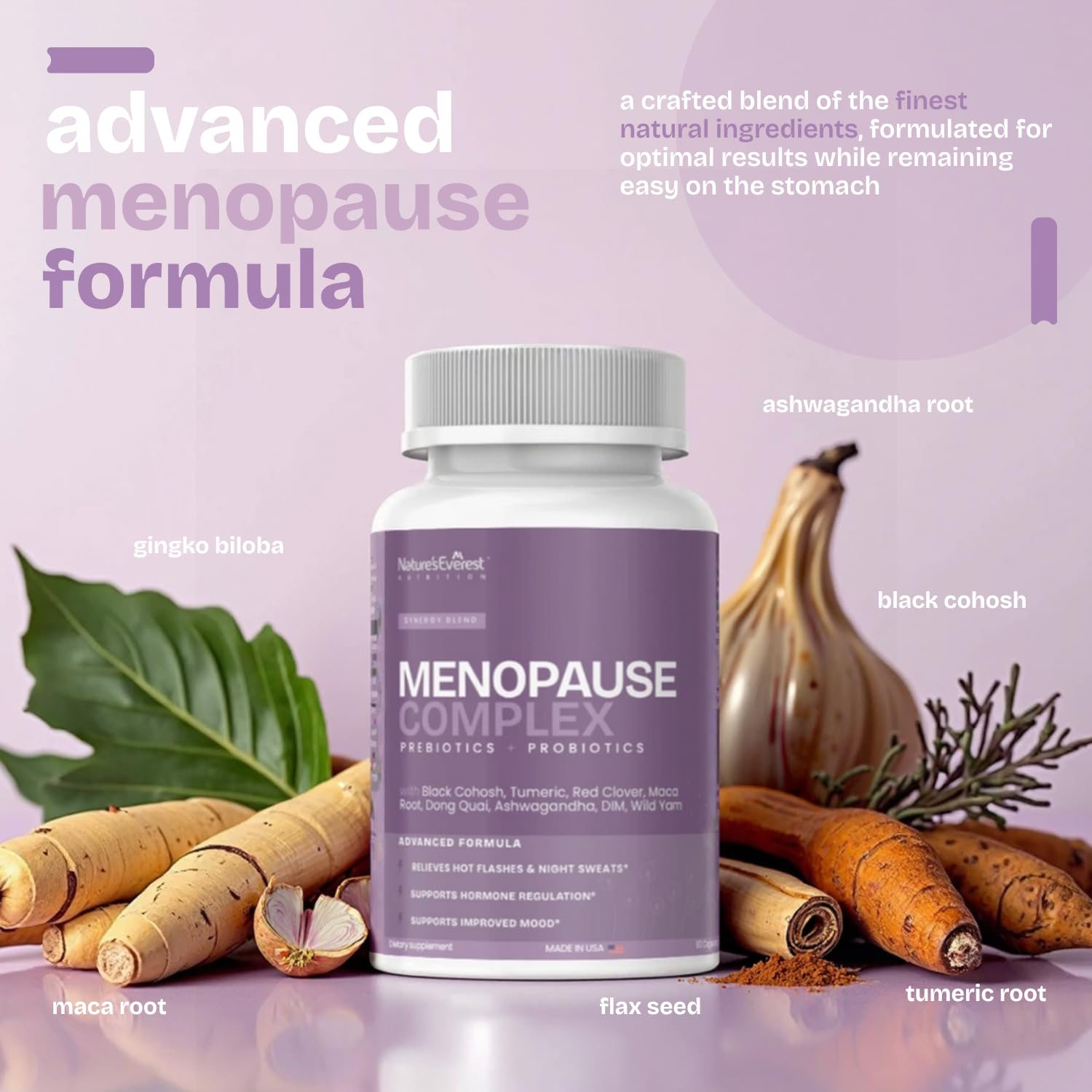 Complete Menopause Supplement for Women – Supports Hormone Balance, Hot Flashes, Night Sweats & Mood – with DIM, Black Cohosh, Dong Quai, Chasteberry, Pre & Probiotics – 90 Capsules – Made in USA Nature's Everest Au supplements