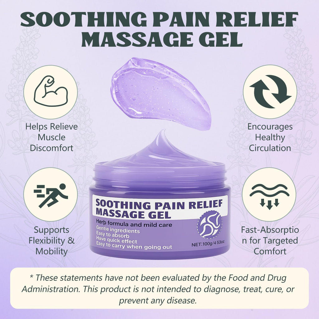 Soothing Massage Gel (100g) - Joint Relief Purple Gel, Natural Ingredients Soothing Relief Cream, Fast-Absorbing Jointgel Cream for Soothing Joint, Shoulder, Knee, Back, Lumbar & Muscle Stiffness Vereclue Au supplements