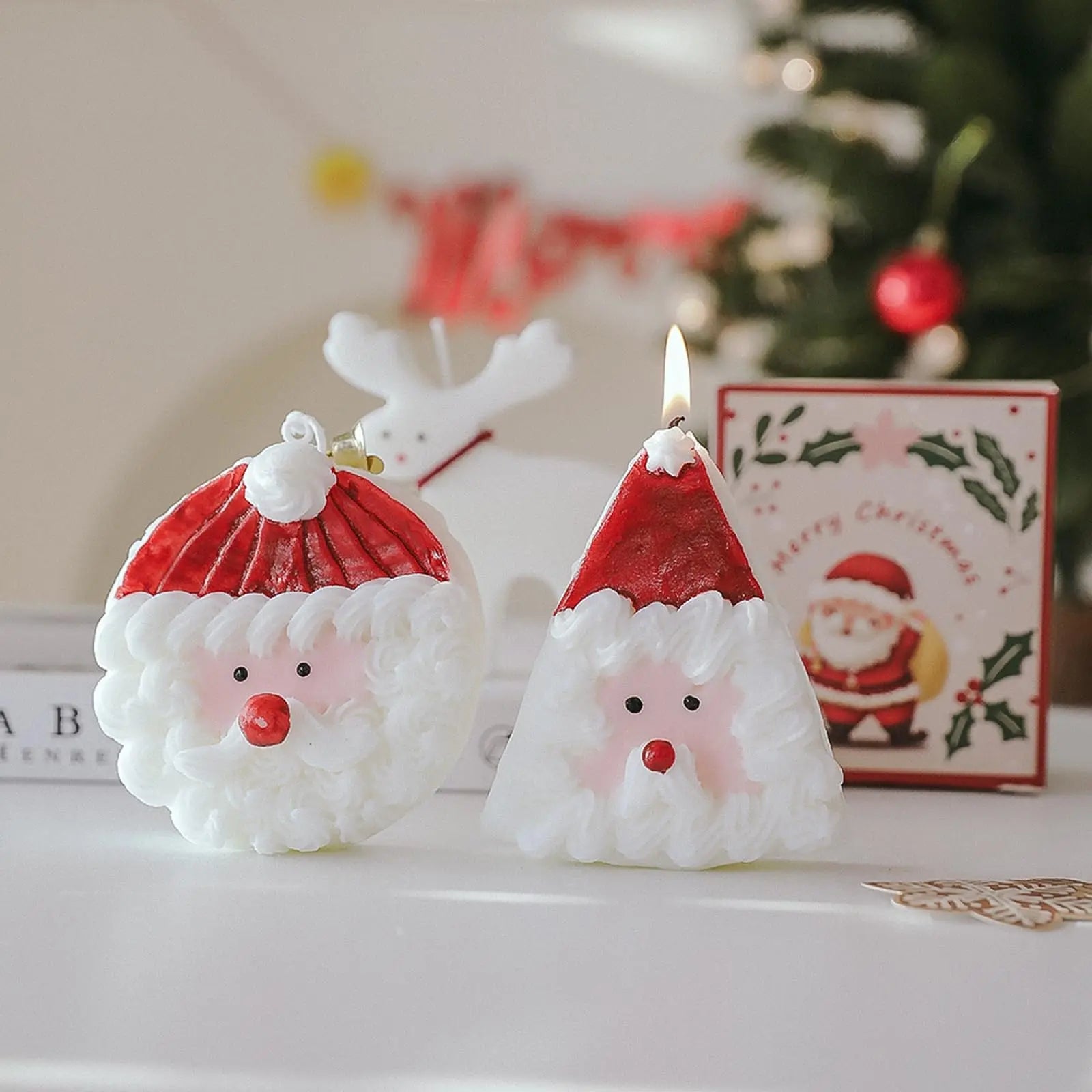 Christmas Cake Scented Candle,110G Handmade Aroma Soy Wax Santa Claus Decorative Candle T-shin Au supplements