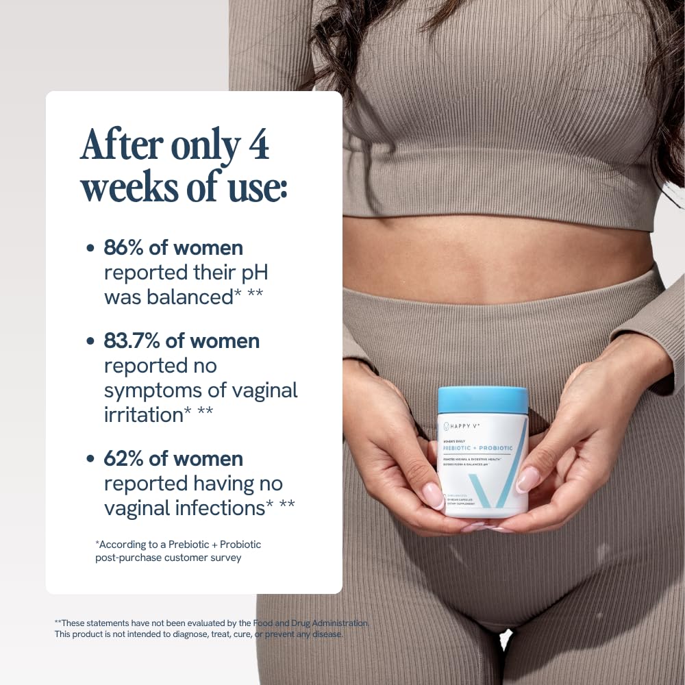 Happy V Dr. Formulated Vaginal Probiotics for Women Odor & Itch Support, Urinary & Gut Health, pH Balance | Womens Daily Probiotic