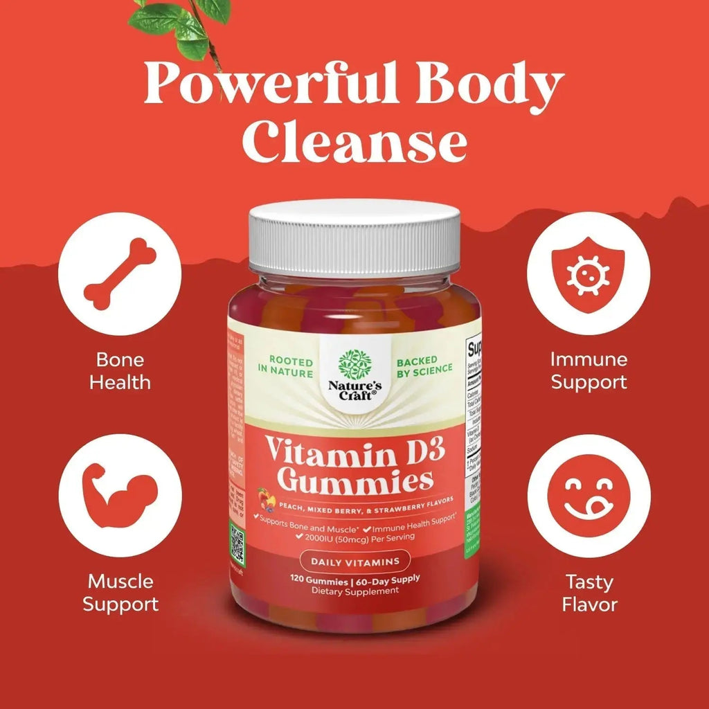 Bundle of Potent Daily Multivitamin Gummies - Wellness Blend of Vitamin D A C E B12 Zinc & Biotin for Energy & Immunity and Vitamin D3 Gummies Natures Craft Au supplements