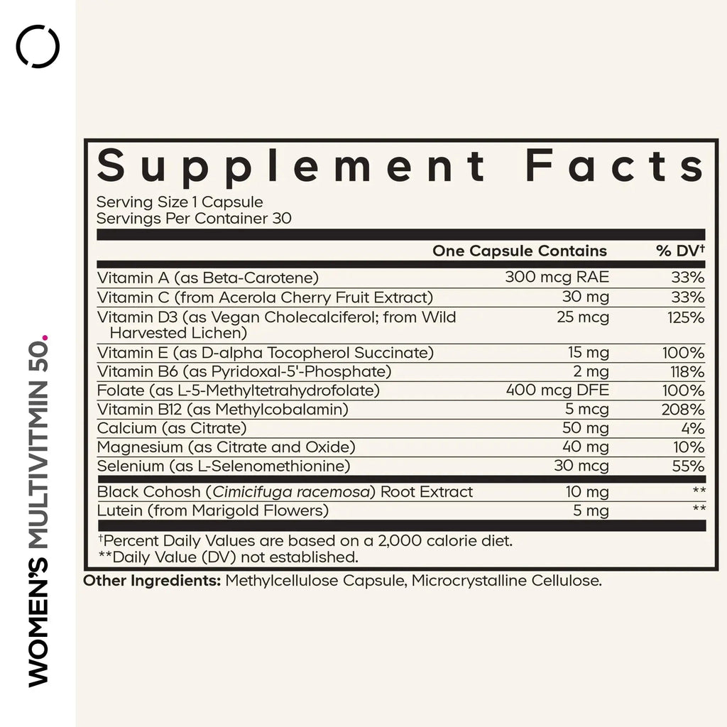 Codeage Women’s Multivitamin 50 - Essential Vitamins for Women Over 50, Methylated Folate, Magnesium, Selenium, Vitamin B6, B12, D3 Antioxidants Codeage Au supplements