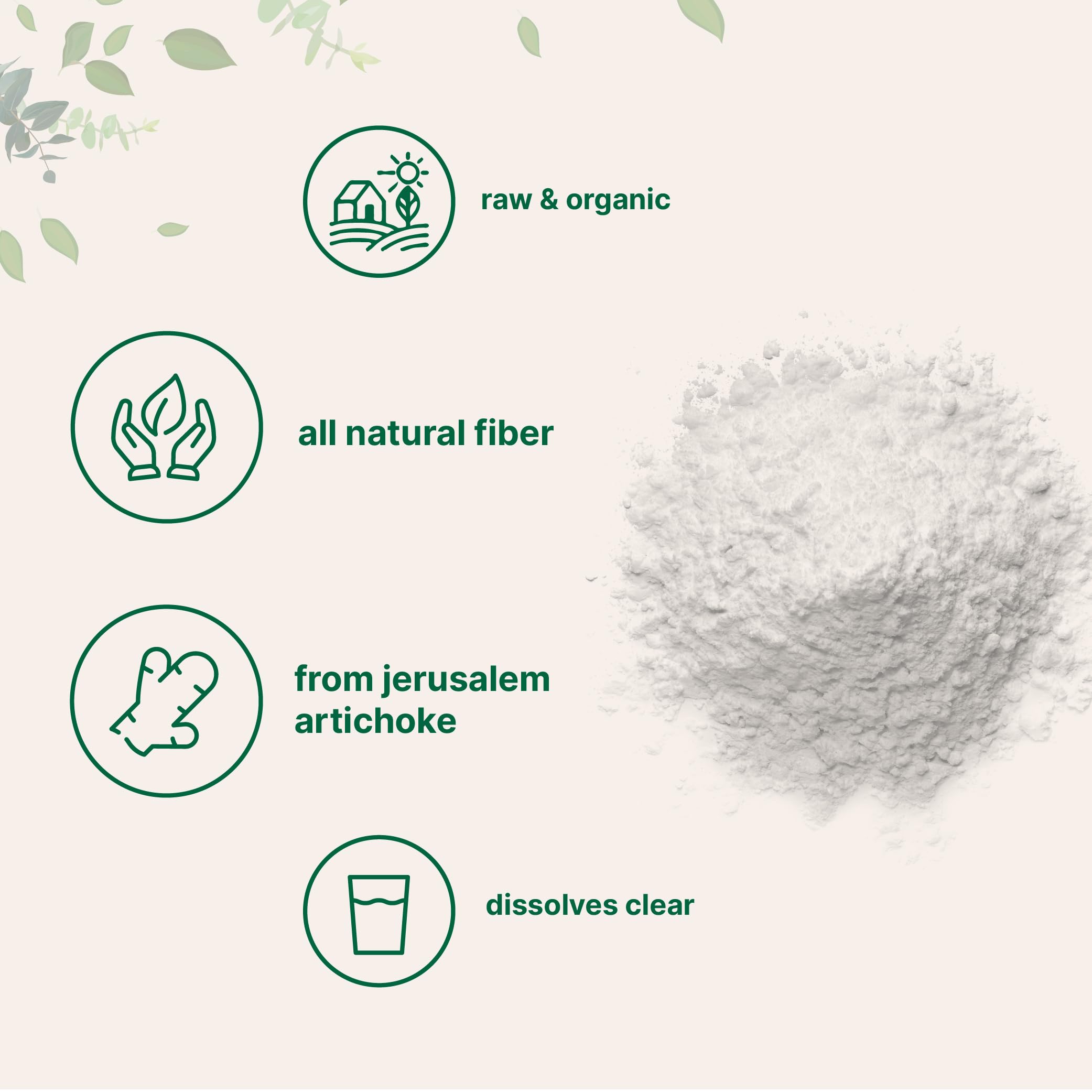 Micro Ingredients Organic Inulin FOS Fiber Powder, 2.2 lbs | Quick Water-Soluble Prebiotic | Natural Fiber for Smoothies & Drinks | Vegan Friendly, Dissolves Clear